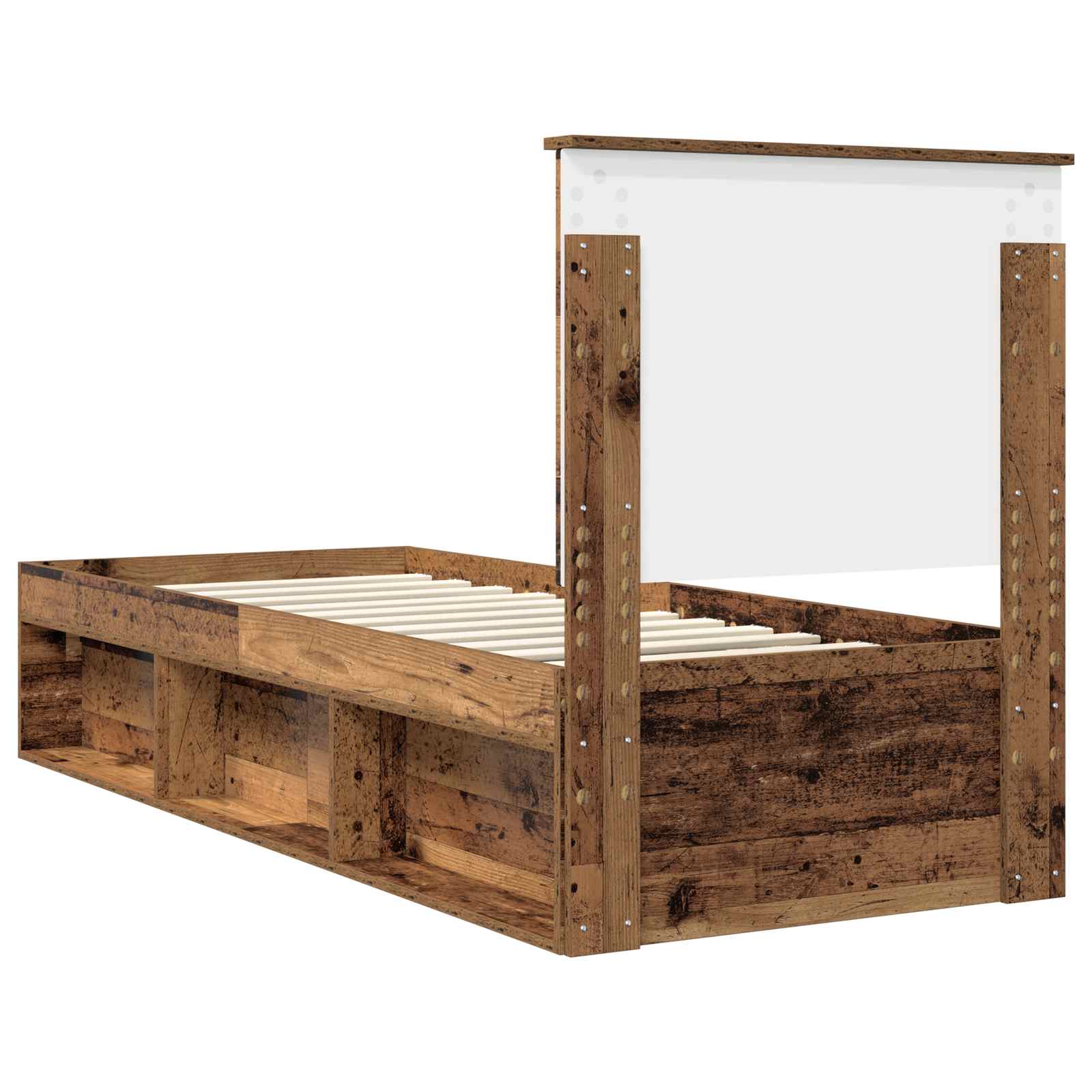 Bedframe met hoofdeinde Oudhout 75 x 190 cm Massief grenenhout is nu te koop bij PeponiXL, paradijselijk wonen!