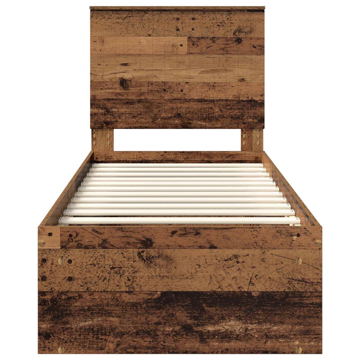 Bedframe met hoofdeinde Oudhout 75 x 190 cm Massief grenenhout is nu te koop bij PeponiXL, paradijselijk wonen!