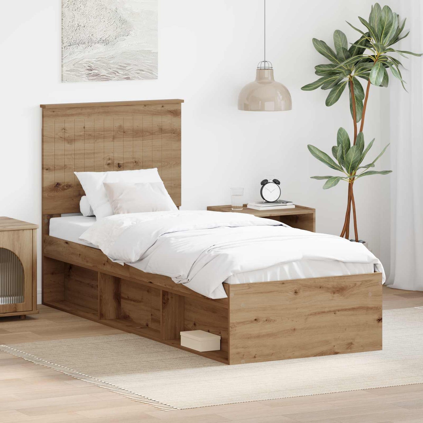 Bedframe Ambachtelijk eiken 75 x 190 cm Massief grenenhout is nu te koop bij PeponiXL, paradijselijk wonen!