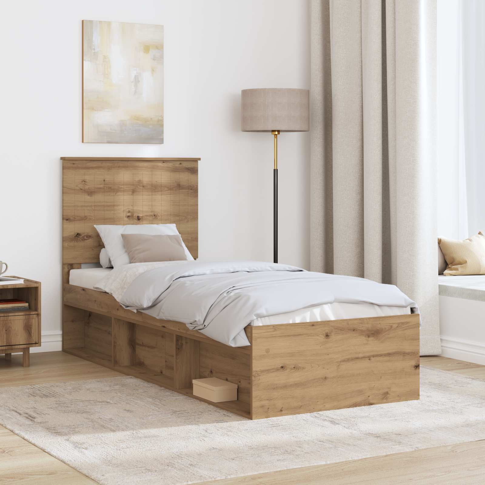 Bedframe Ambachtelijk eiken 75 x 190 cm Massief grenenhout is nu te koop bij PeponiXL, paradijselijk wonen!
