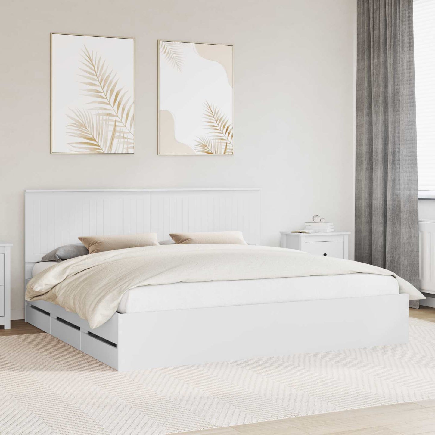 Bedframe met lade met opslag Wit 200 x 200 cm Ingenieurshout is nu te koop bij PeponiXL, paradijselijk wonen!