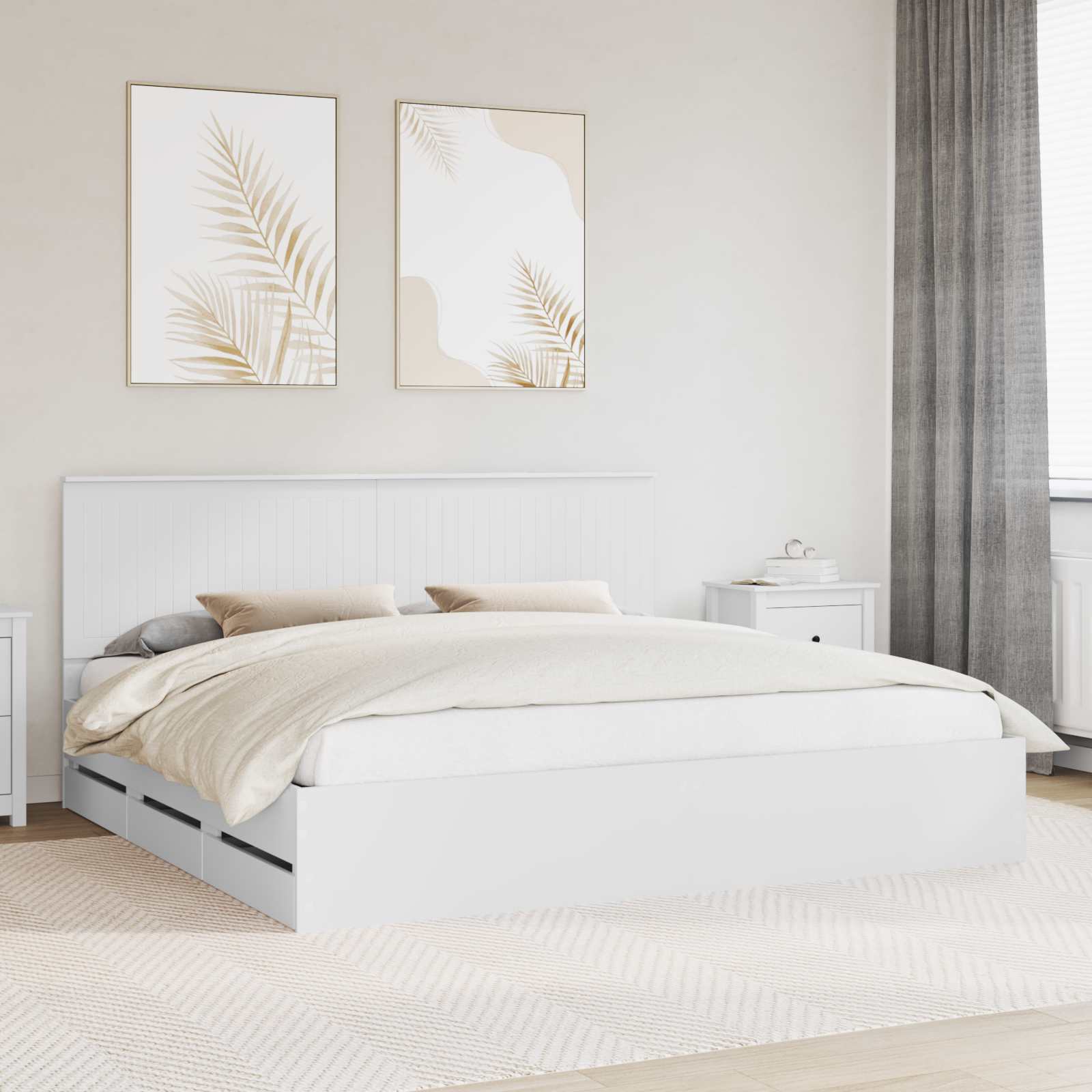 Bedframe met lade met opslag Wit 200 x 200 cm Ingenieurshout is nu te koop bij PeponiXL, paradijselijk wonen!