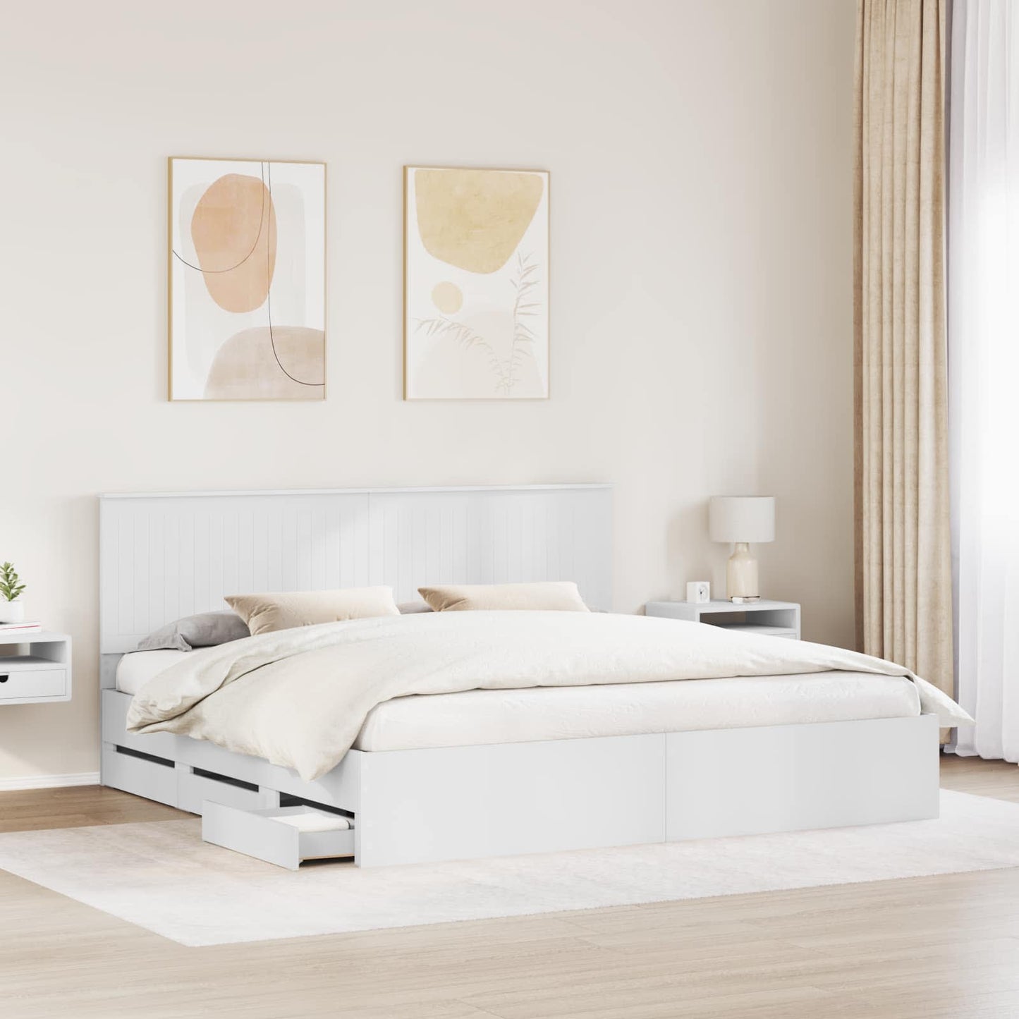 Bedframe met lade met opslag Wit 200 x 200 cm Ingenieurshout is nu te koop bij PeponiXL, paradijselijk wonen!