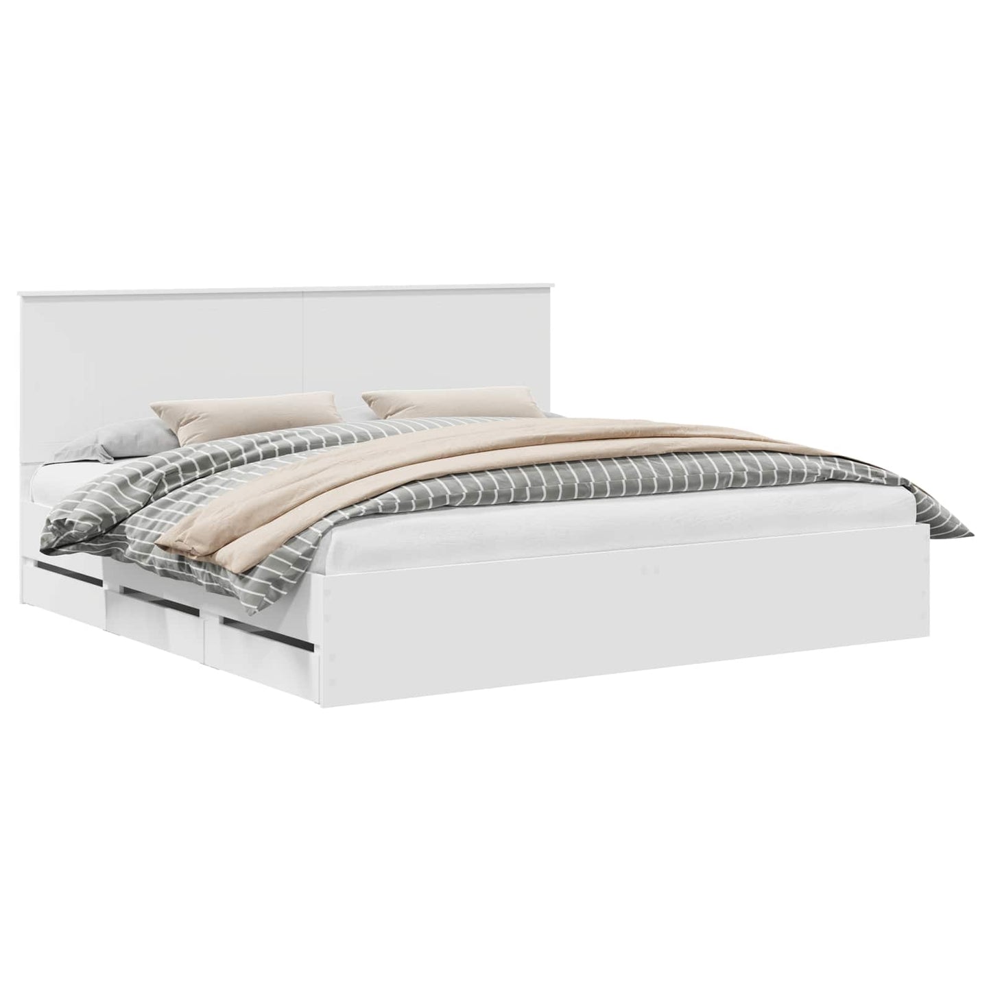 Bedframe met lade met opslag Wit 200 x 200 cm Ingenieurshout is nu te koop bij PeponiXL, paradijselijk wonen!