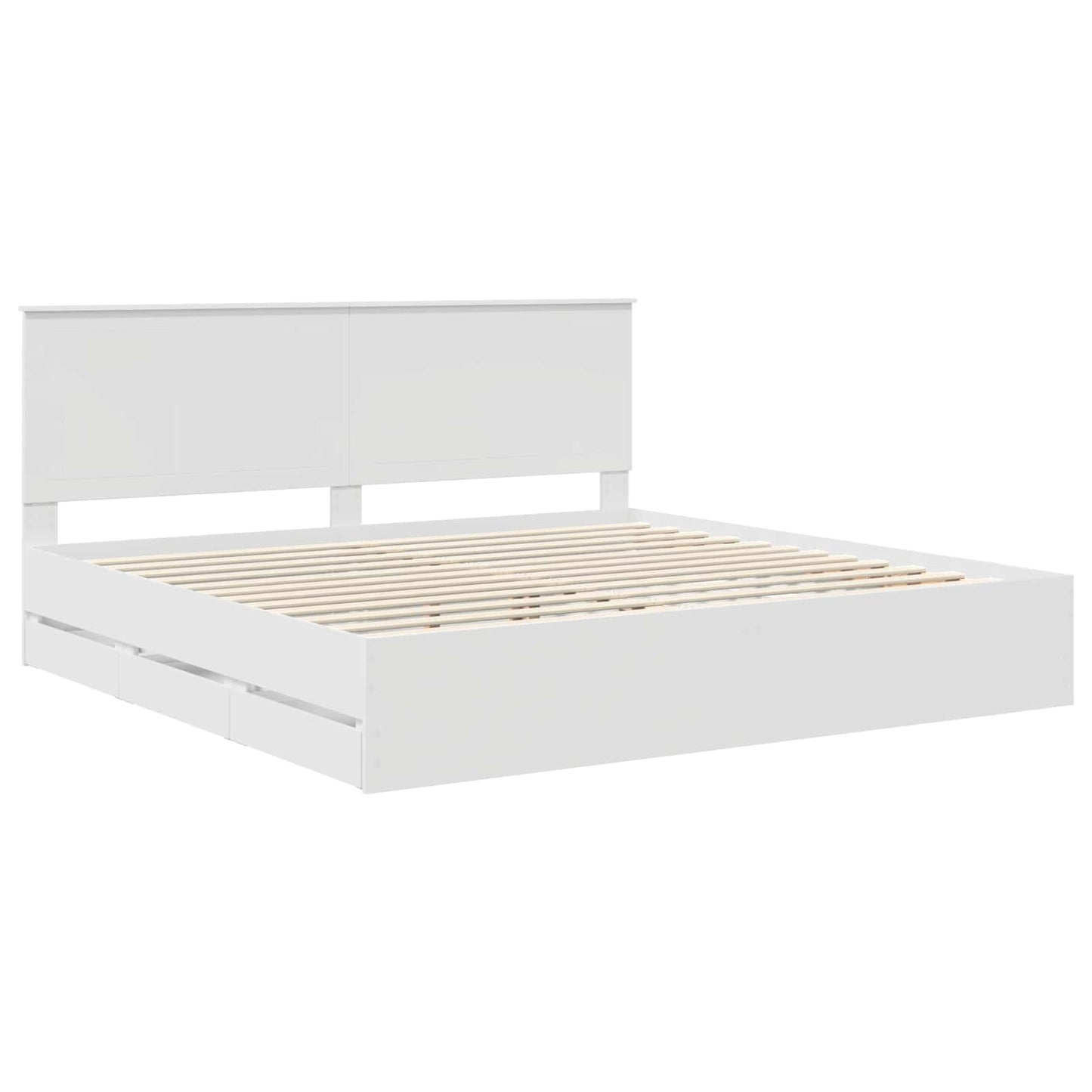 Bedframe met lade met opslag Wit 200 x 200 cm Ingenieurshout is nu te koop bij PeponiXL, paradijselijk wonen!