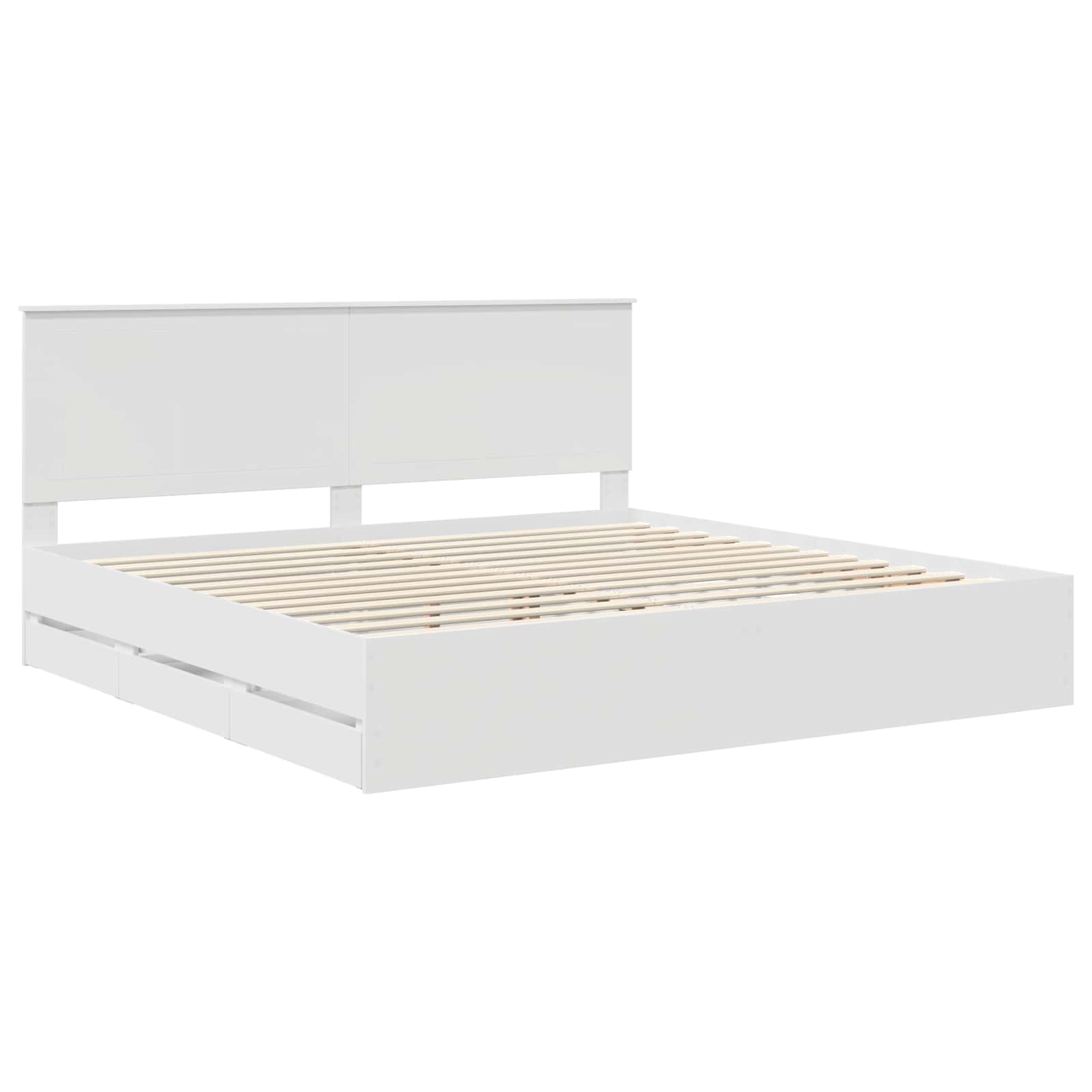 Bedframe met lade met opslag Wit 200 x 200 cm Ingenieurshout is nu te koop bij PeponiXL, paradijselijk wonen!