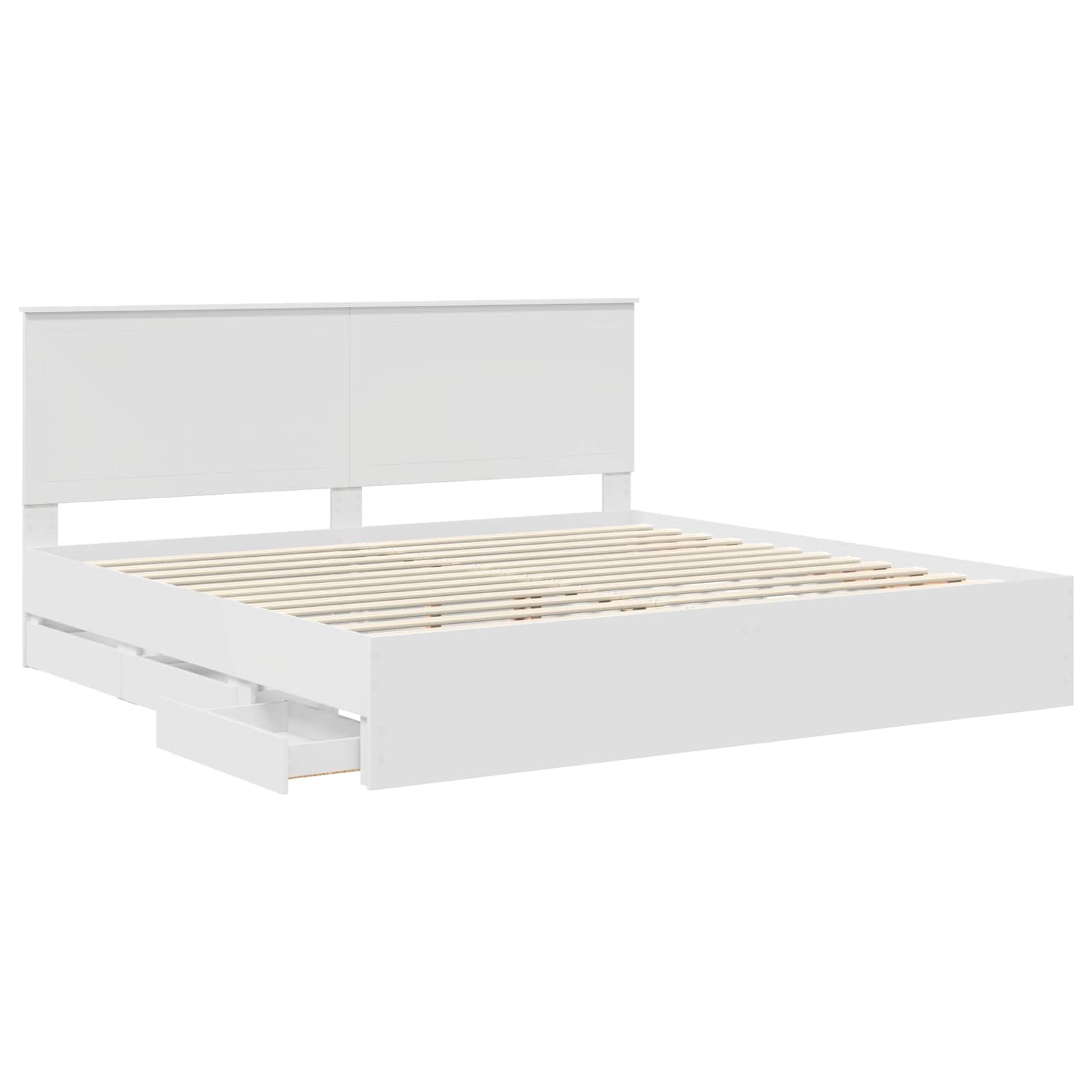 Bedframe met lade met opslag Wit 200 x 200 cm Ingenieurshout is nu te koop bij PeponiXL, paradijselijk wonen!
