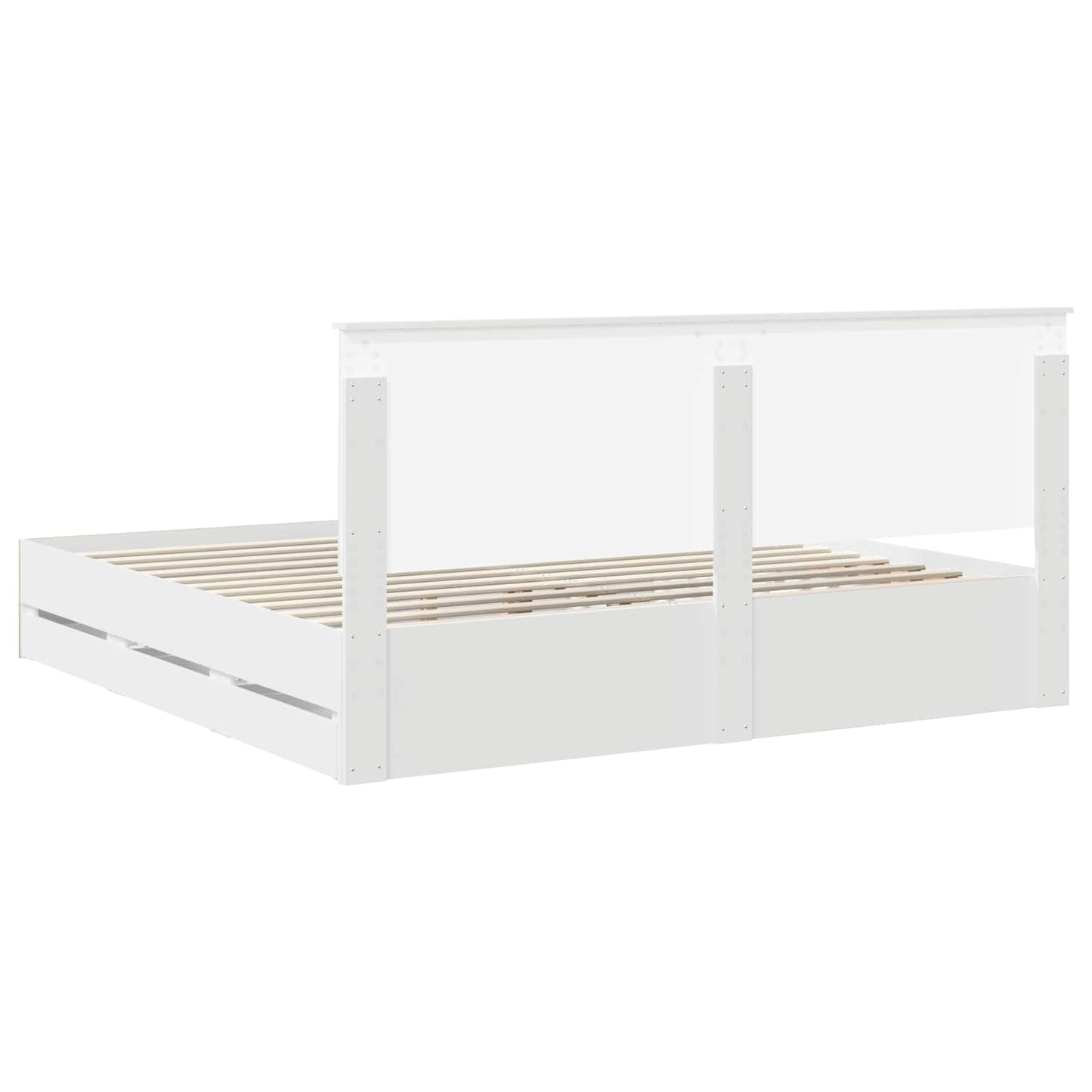 Bedframe met lade met opslag Wit 200 x 200 cm Ingenieurshout is nu te koop bij PeponiXL, paradijselijk wonen!