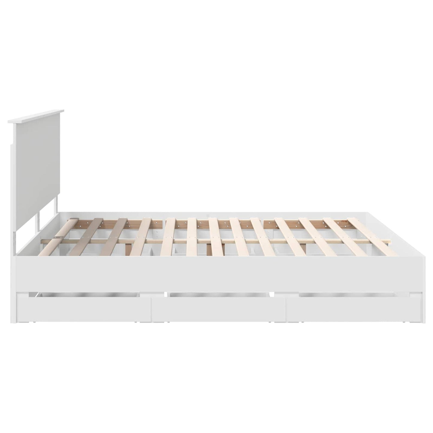 Bedframe met lade met opslag Wit 200 x 200 cm Ingenieurshout is nu te koop bij PeponiXL, paradijselijk wonen!