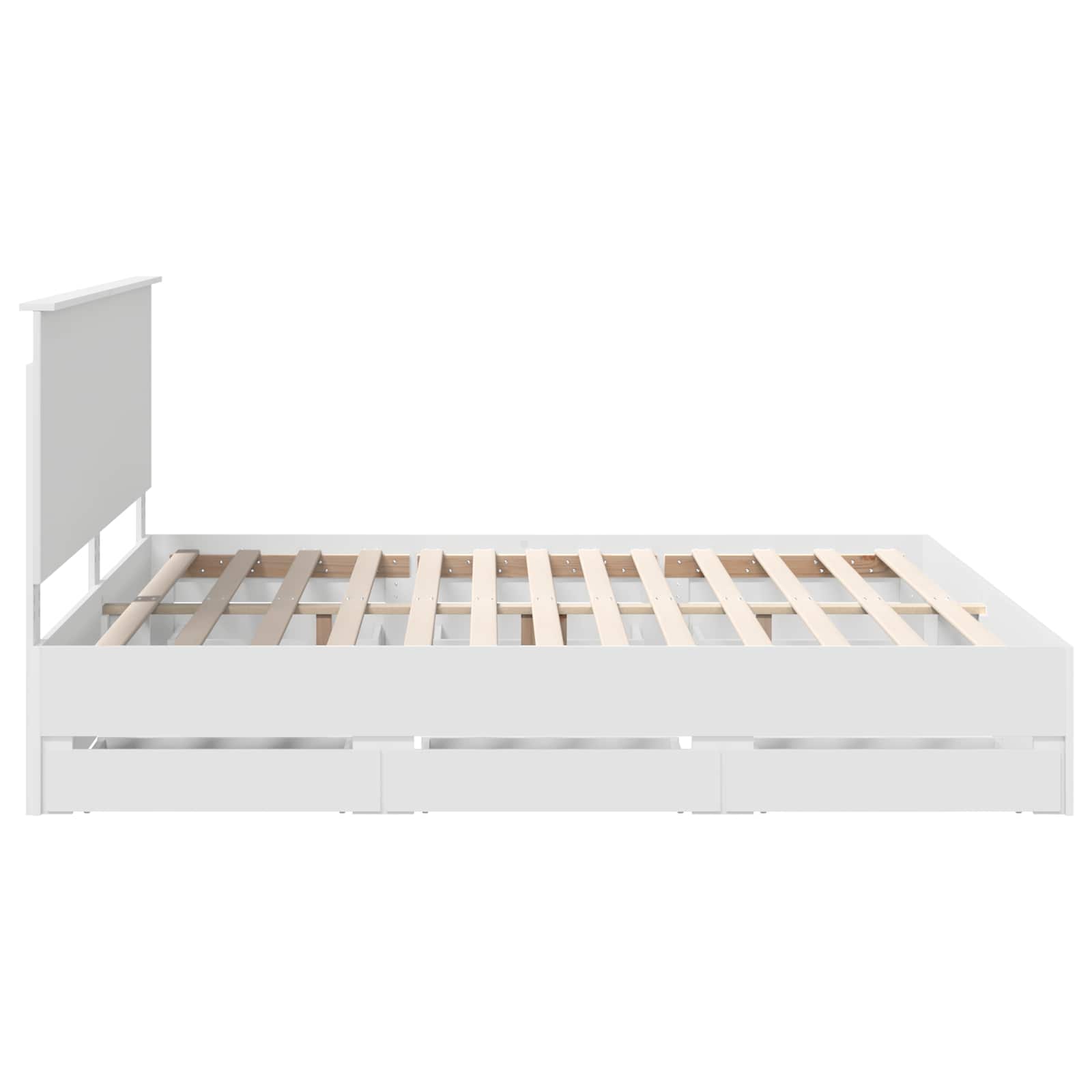Bedframe met lade met opslag Wit 200 x 200 cm Ingenieurshout is nu te koop bij PeponiXL, paradijselijk wonen!