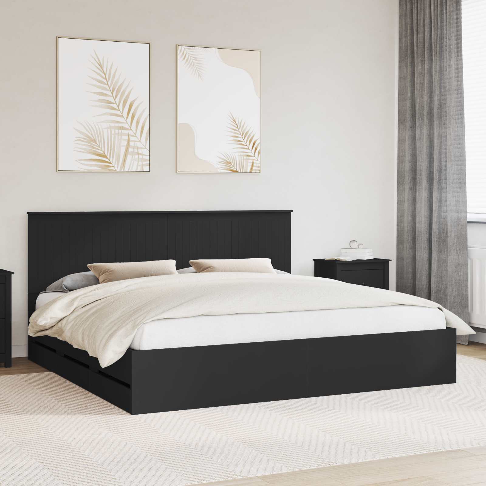 Bedframe met lade met opslag Zwart 200 x 200 cm Ingenieurshout is nu te koop bij PeponiXL, paradijselijk wonen!