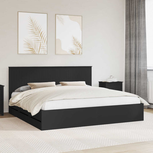 Bedframe met lade met opslag Zwart 200 x 200 cm Ingenieurshout is nu te koop bij PeponiXL, paradijselijk wonen!