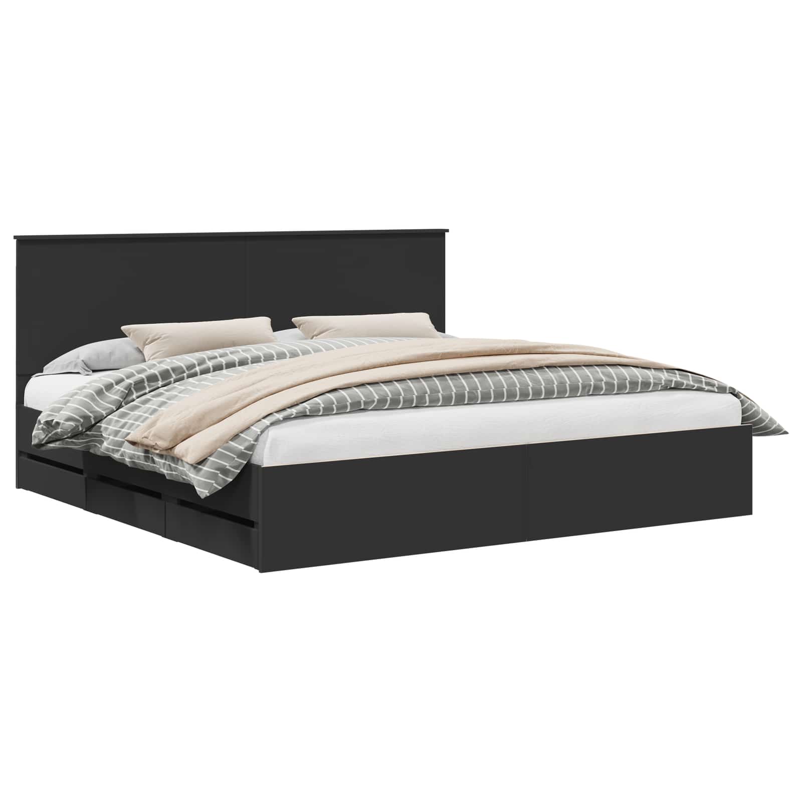 Bedframe met lade met opslag Zwart 200 x 200 cm Ingenieurshout is nu te koop bij PeponiXL, paradijselijk wonen!
