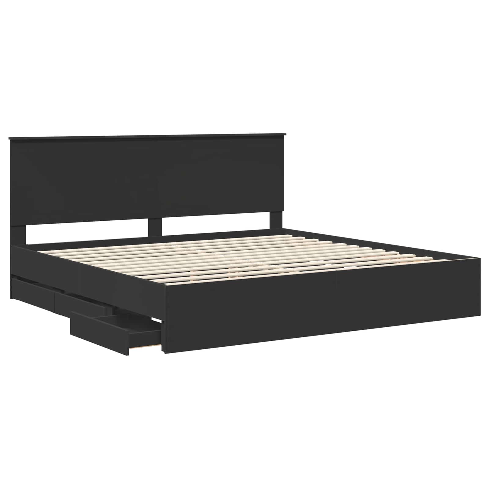 Bedframe met lade met opslag Zwart 200 x 200 cm Ingenieurshout is nu te koop bij PeponiXL, paradijselijk wonen!