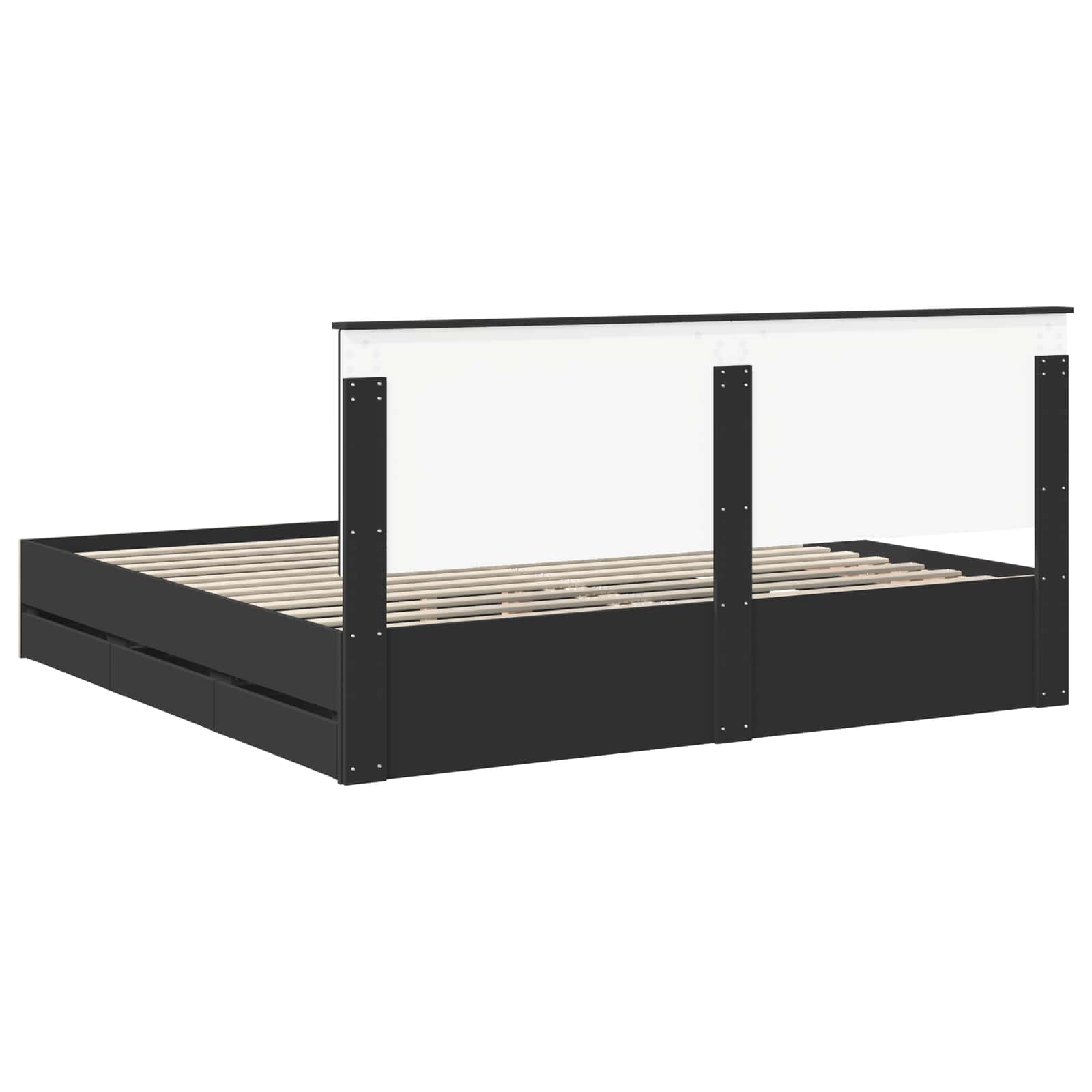 Bedframe met lade met opslag Zwart 200 x 200 cm Ingenieurshout is nu te koop bij PeponiXL, paradijselijk wonen!