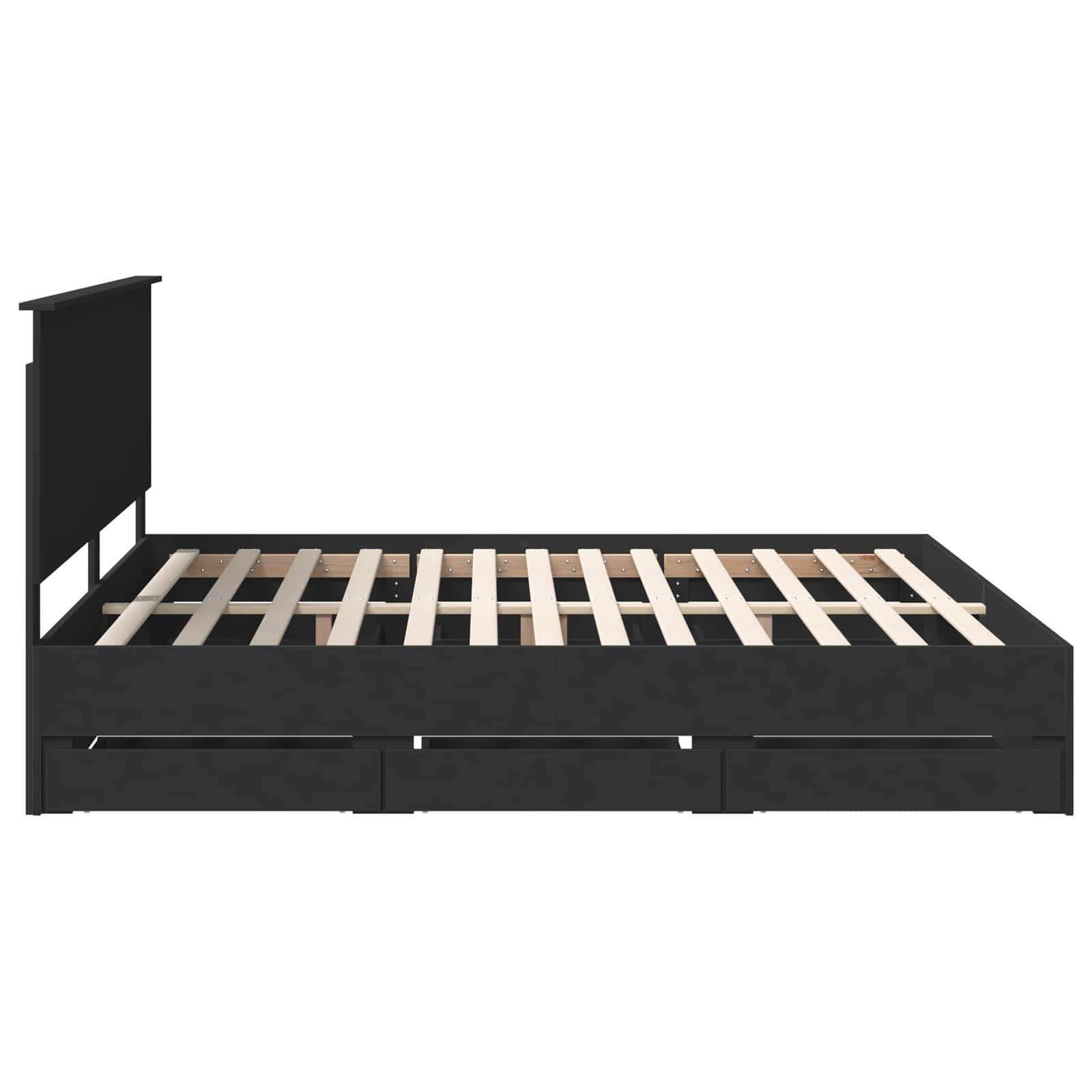 Bedframe met lade met opslag Zwart 200 x 200 cm Ingenieurshout is nu te koop bij PeponiXL, paradijselijk wonen!