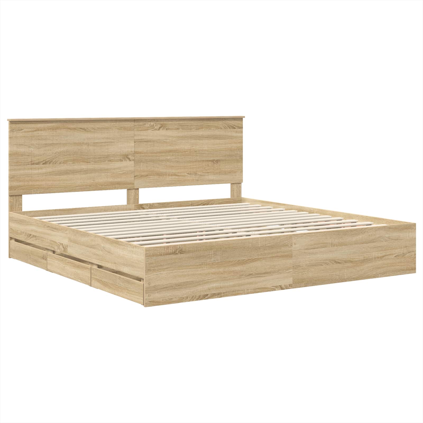 Bedframe met lade Sonoma Eiken 200 x 200 cm Ingenieurshout is nu te koop bij PeponiXL, paradijselijk wonen!