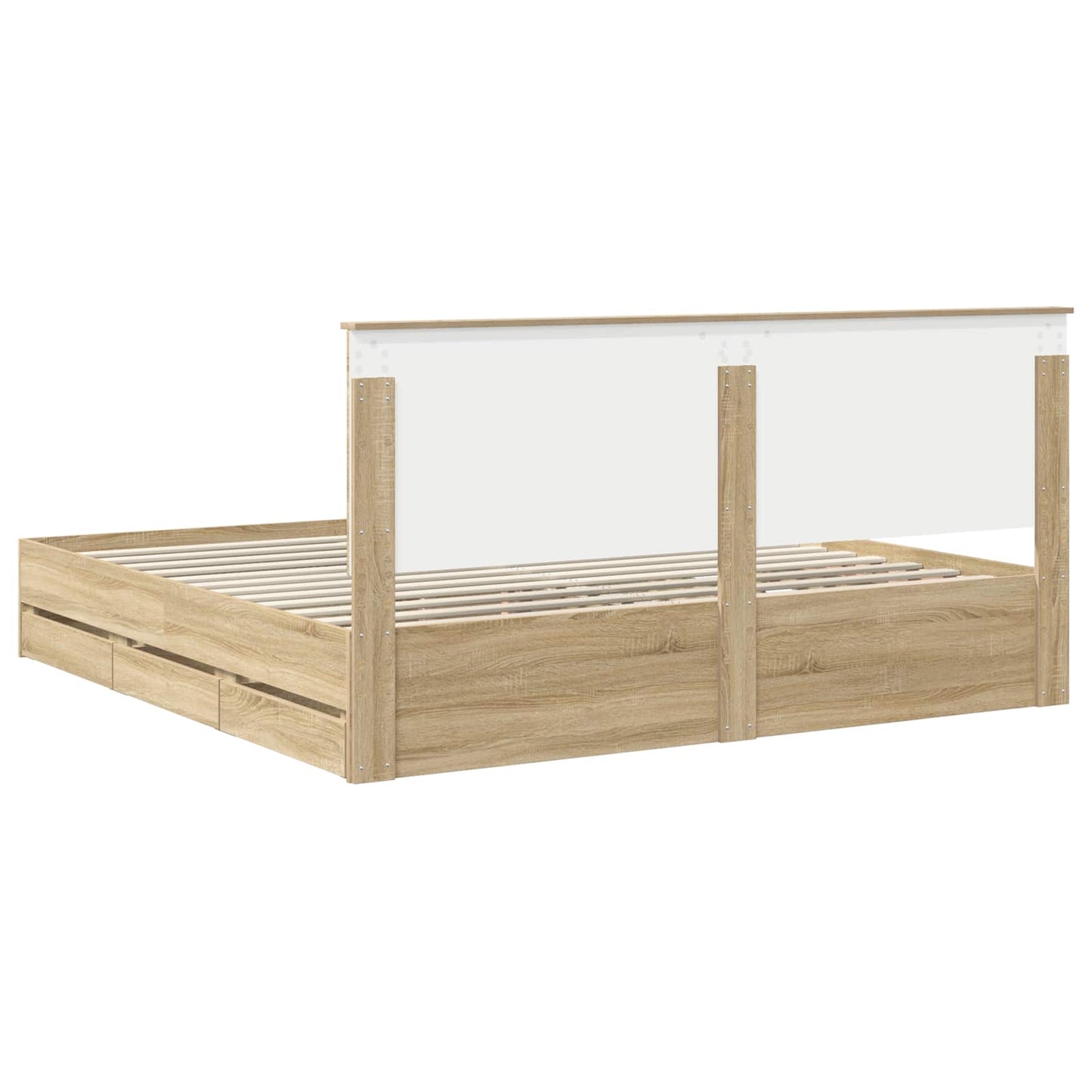 Bedframe met lade Sonoma Eiken 200 x 200 cm Ingenieurshout is nu te koop bij PeponiXL, paradijselijk wonen!