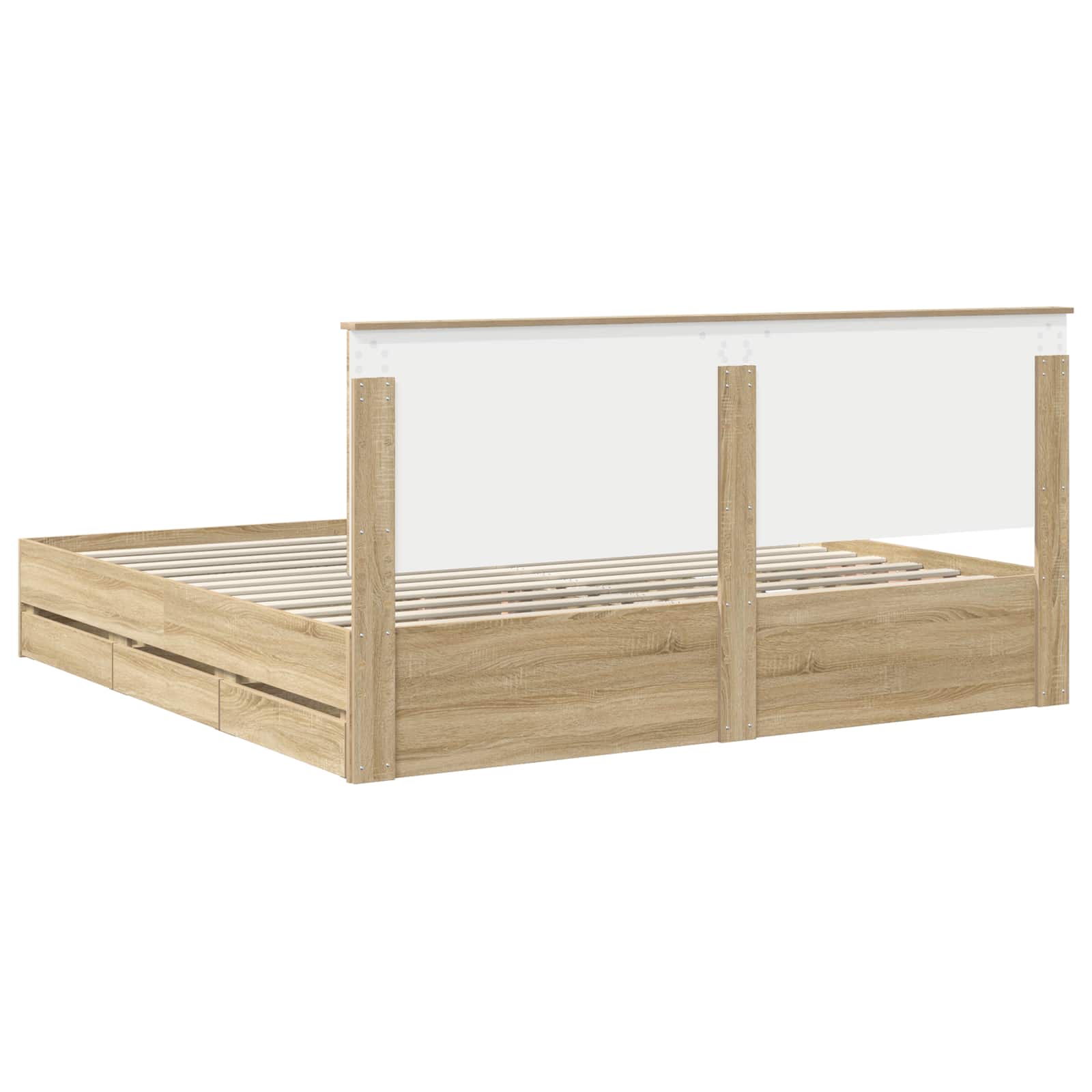 Bedframe met lade Sonoma Eiken 200 x 200 cm Ingenieurshout is nu te koop bij PeponiXL, paradijselijk wonen!