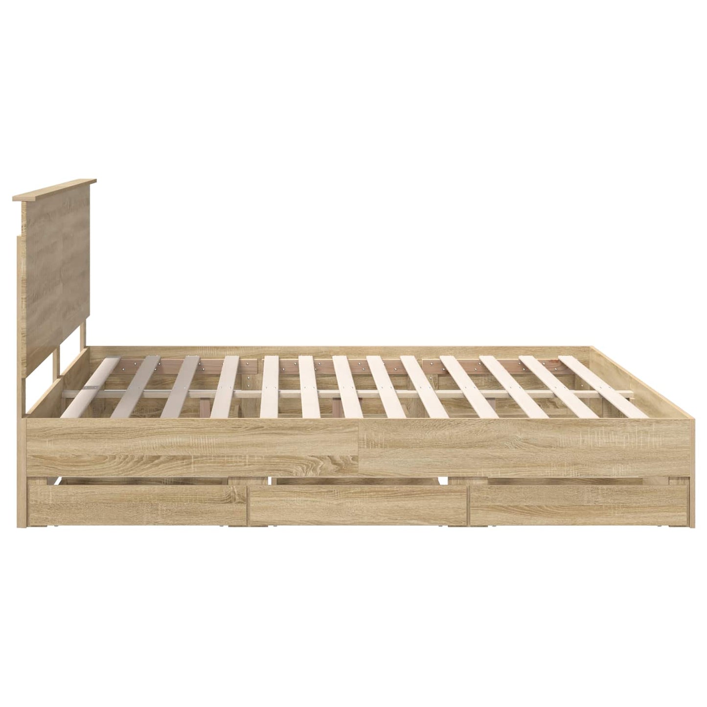 Bedframe met lade Sonoma Eiken 200 x 200 cm Ingenieurshout is nu te koop bij PeponiXL, paradijselijk wonen!