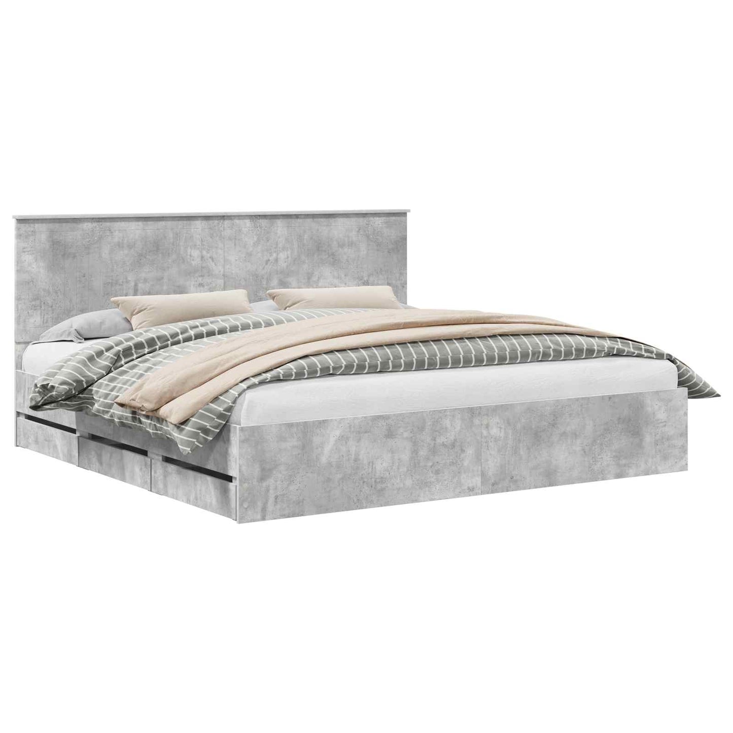 Bedframe met lade Beton Grijs 200 x 200 cm Ingenieurshout is nu te koop bij PeponiXL, paradijselijk wonen!