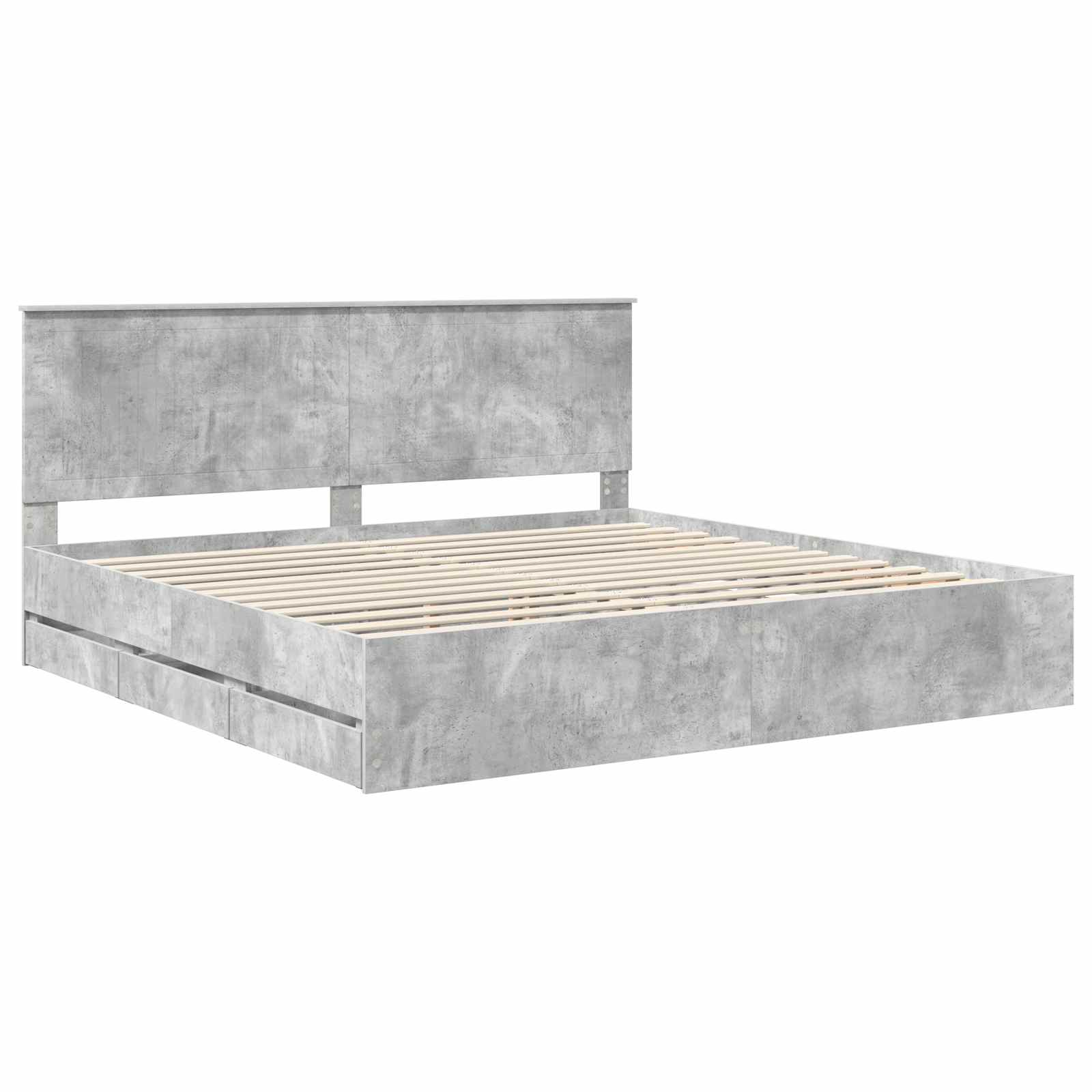 Bedframe met lade Beton Grijs 200 x 200 cm Ingenieurshout is nu te koop bij PeponiXL, paradijselijk wonen!