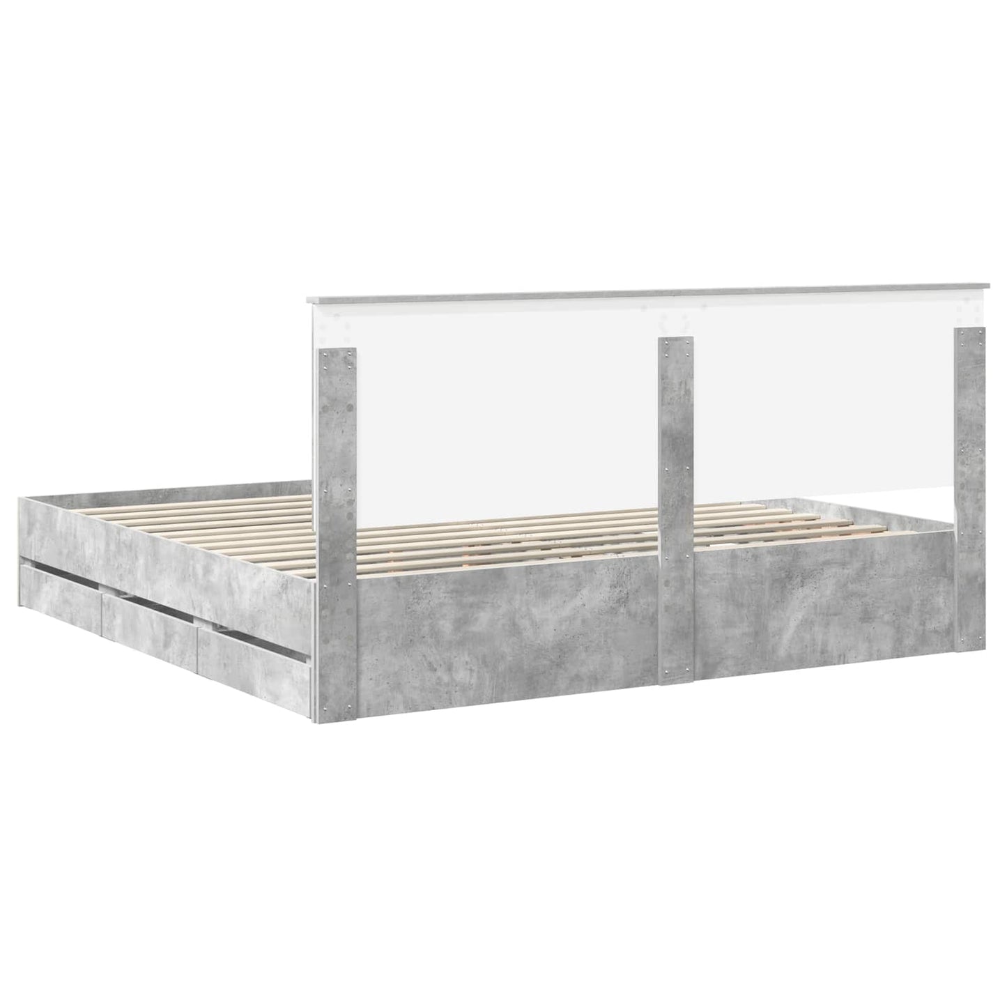 Bedframe met lade Beton Grijs 200 x 200 cm Ingenieurshout is nu te koop bij PeponiXL, paradijselijk wonen!