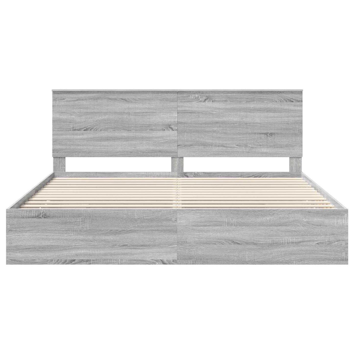 Bedframe met lade Grijs Sonoma 200 x 200 cm Ingenieurshout is nu te koop bij PeponiXL, paradijselijk wonen!