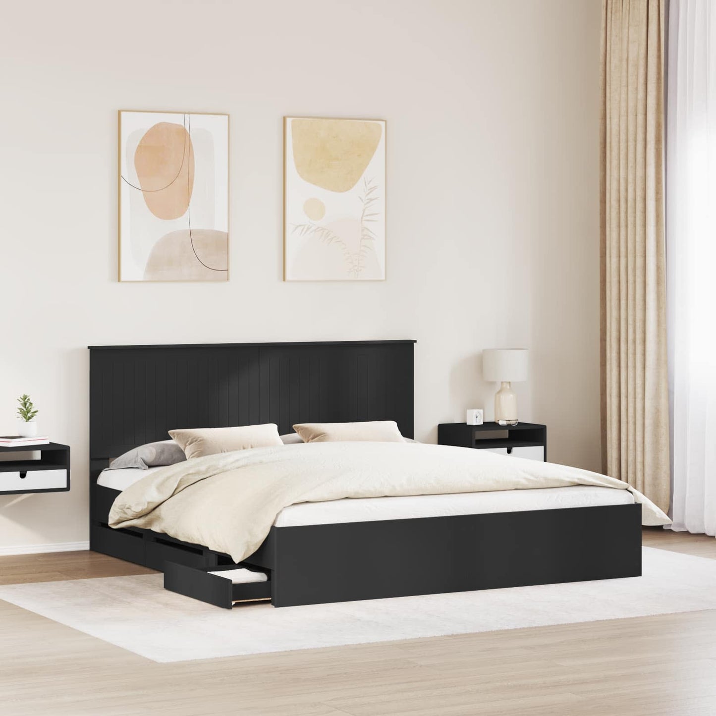 Bedframe met lade met opslag Zwart 180 x 200 cm Ingenieurshout is nu te koop bij PeponiXL, paradijselijk wonen!
