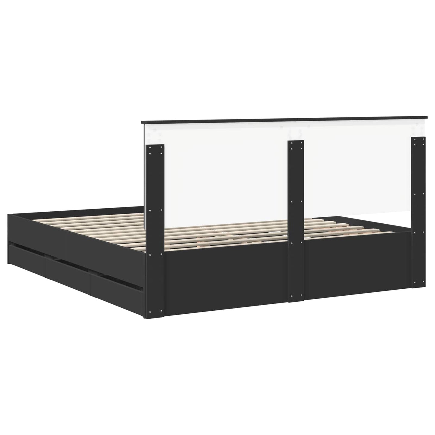 Bedframe met lade met opslag Zwart 180 x 200 cm Ingenieurshout is nu te koop bij PeponiXL, paradijselijk wonen!