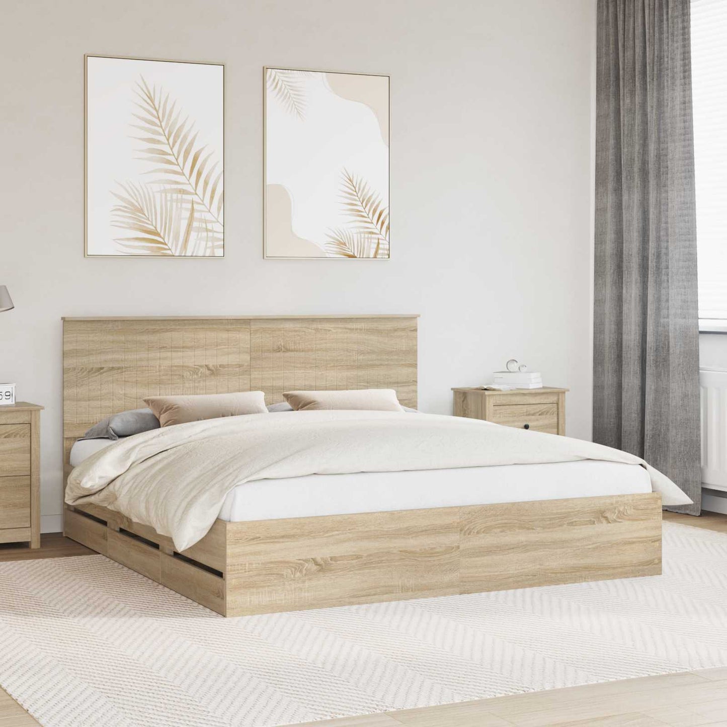 Bedframe met lade Sonoma Eiken 180 x 200 cm Ingenieurshout is nu te koop bij PeponiXL, paradijselijk wonen!