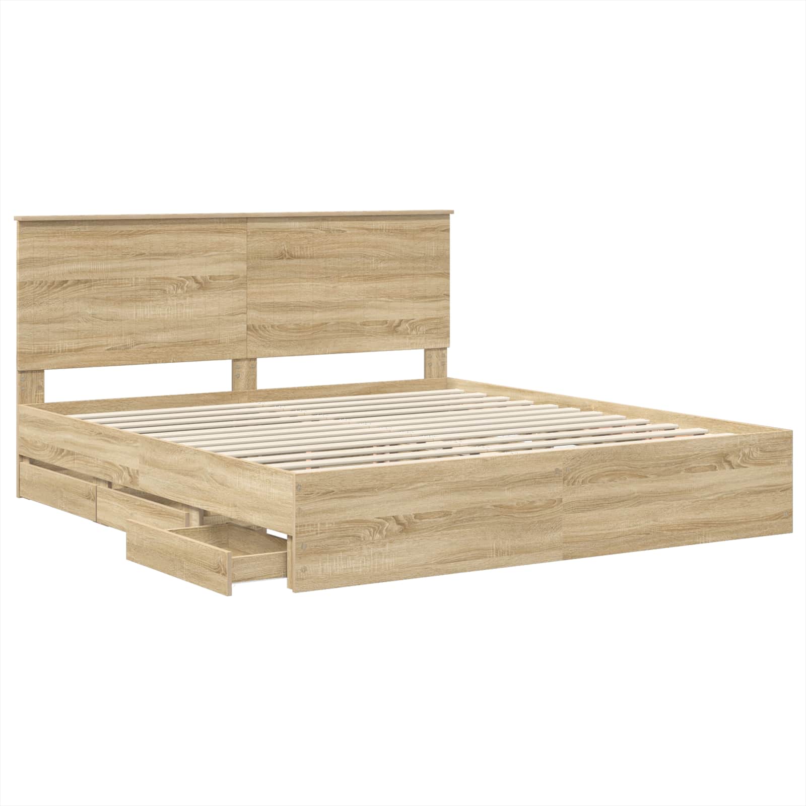 Bedframe met lade Sonoma Eiken 180 x 200 cm Ingenieurshout is nu te koop bij PeponiXL, paradijselijk wonen!