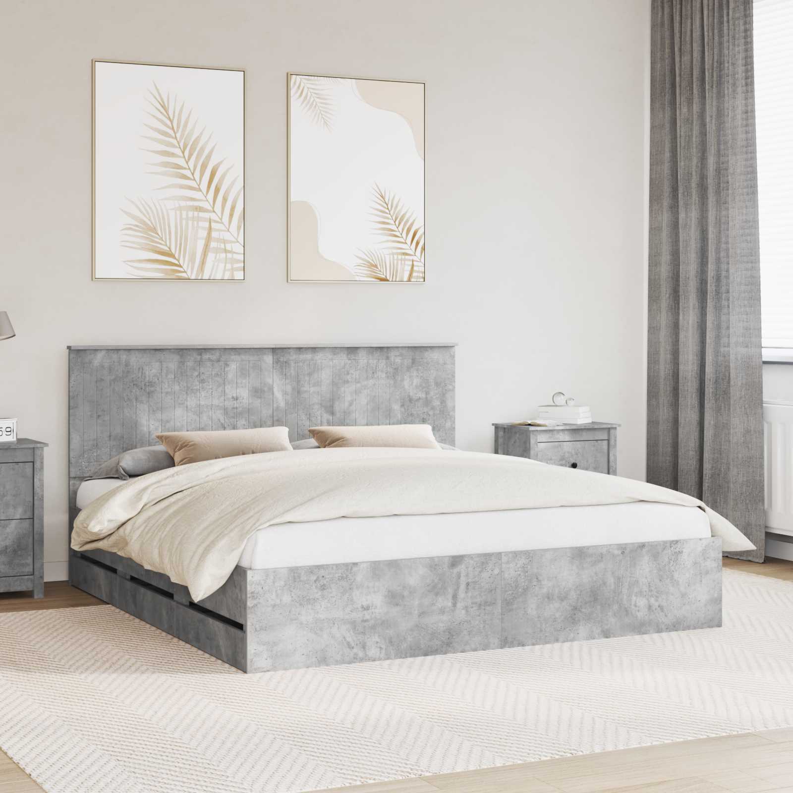 Bedframe met lade Beton Grijs 180 x 200 cm Ingenieurshout is nu te koop bij PeponiXL, paradijselijk wonen!