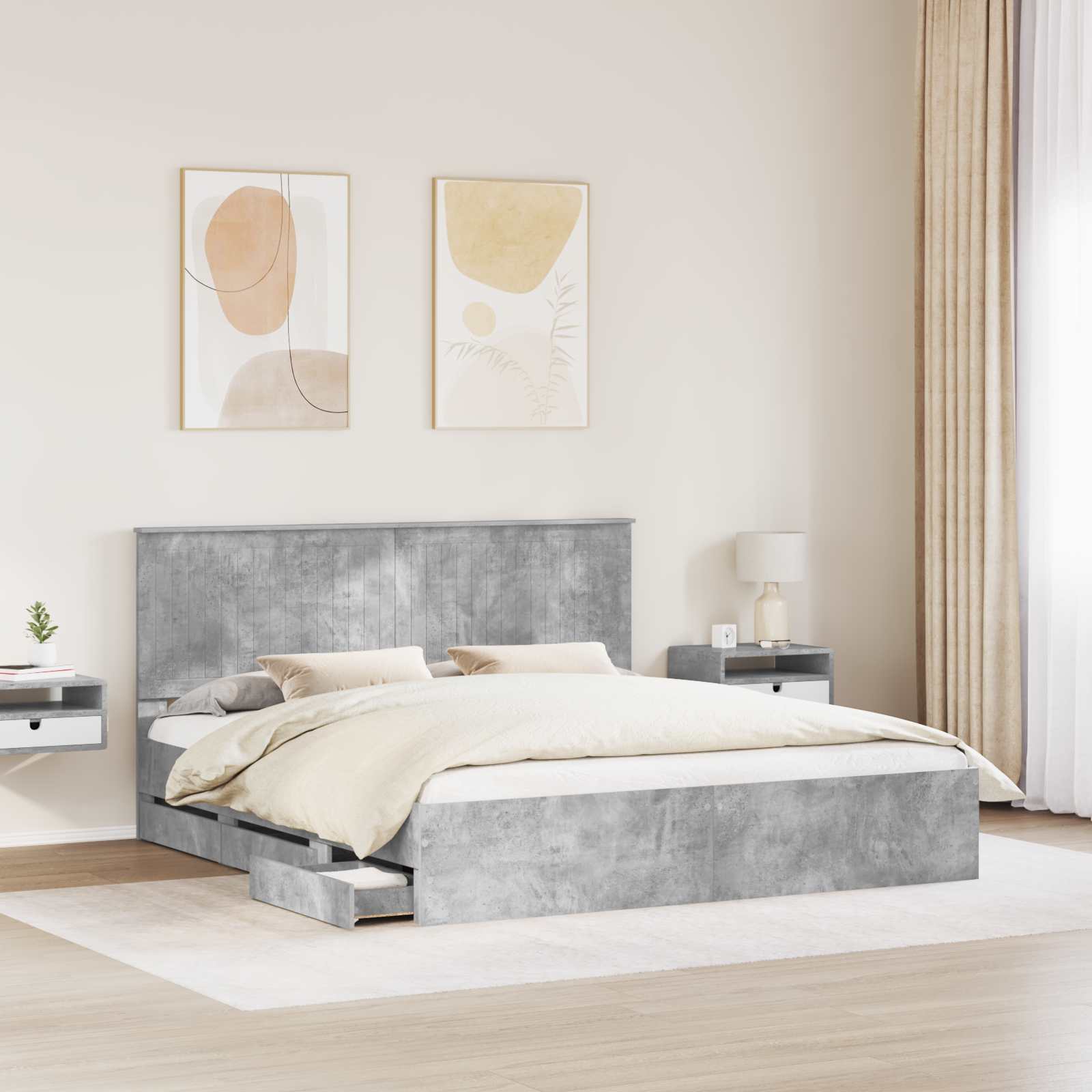 Bedframe met lade Beton Grijs 180 x 200 cm Ingenieurshout is nu te koop bij PeponiXL, paradijselijk wonen!