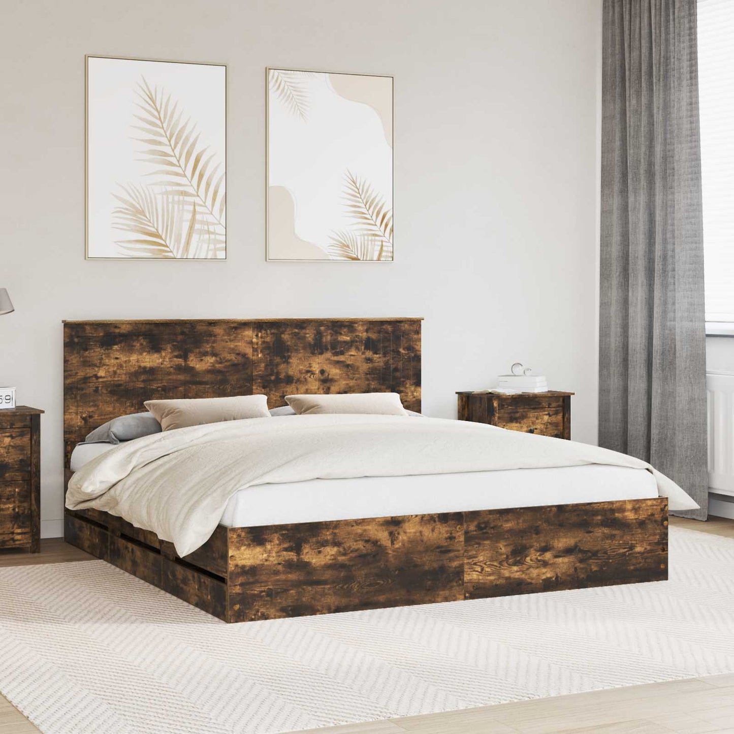 Bedframe met lade Gerookt eiken 180 x 200 cm Ingenieurshout is nu te koop bij PeponiXL, paradijselijk wonen!