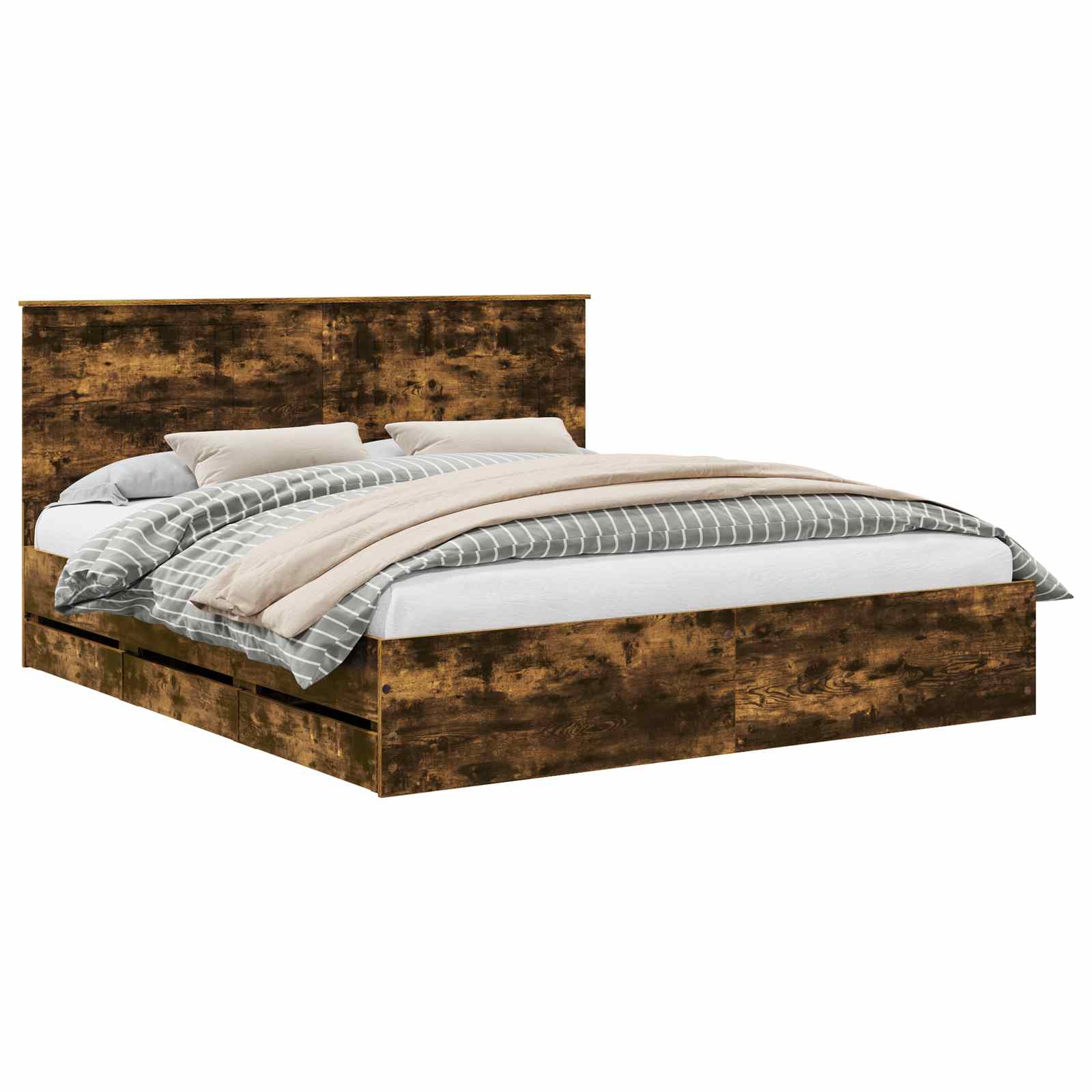 Bedframe met lade Gerookt eiken 180 x 200 cm Ingenieurshout is nu te koop bij PeponiXL, paradijselijk wonen!