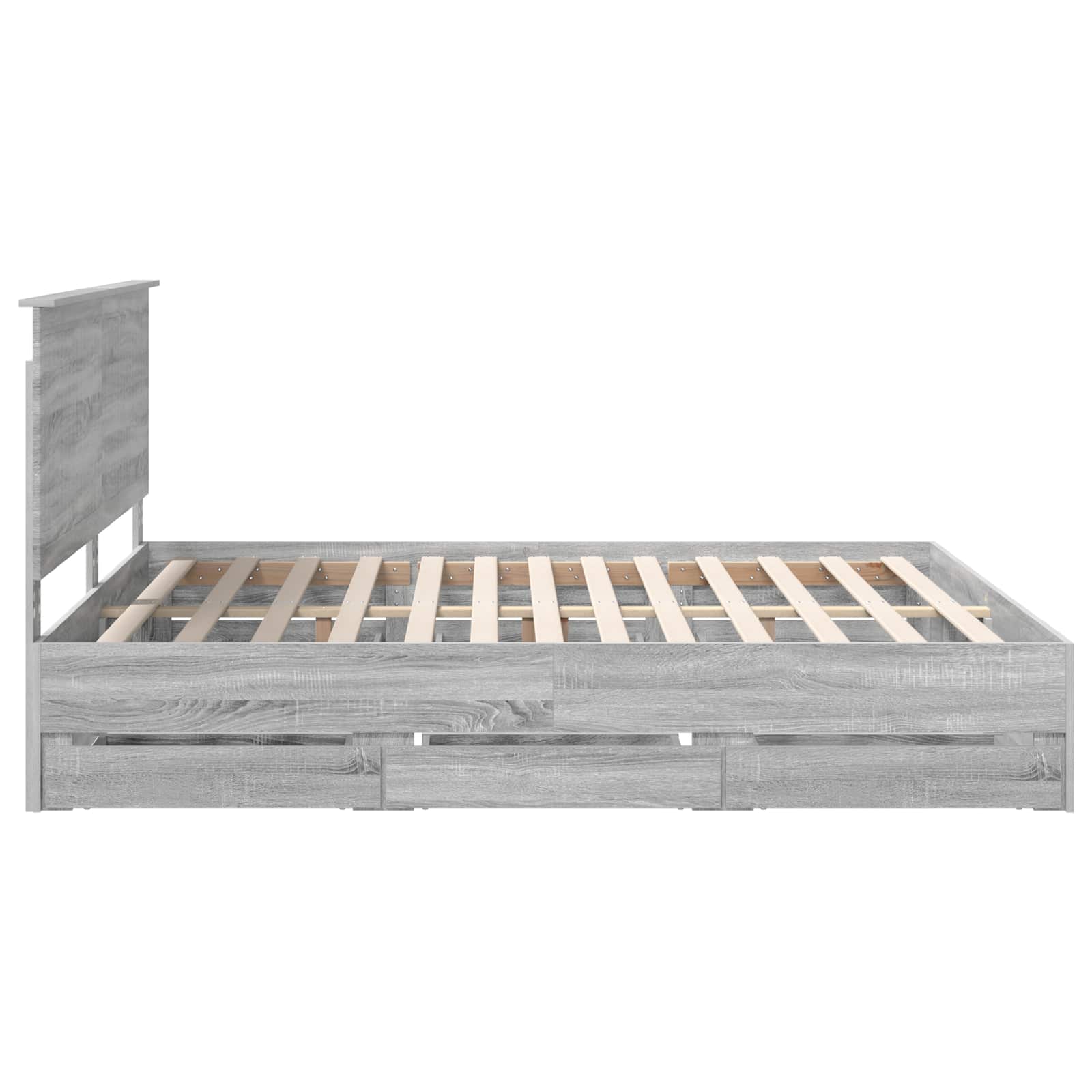 Bedframe met lade Grijs Sonoma 180 x 200 cm Ingenieurshout is nu te koop bij PeponiXL, paradijselijk wonen!
