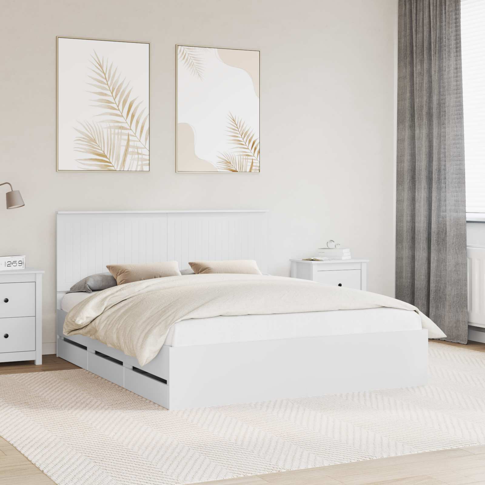 Bedframe met lade met opslag Wit 160 x 200 cm Ingenieurshout is nu te koop bij PeponiXL, paradijselijk wonen!