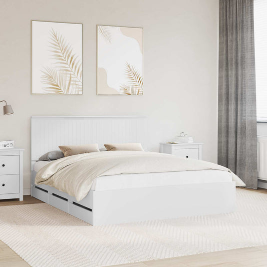 Bedframe met lade met opslag Wit 160 x 200 cm Ingenieurshout is nu te koop bij PeponiXL, paradijselijk wonen!