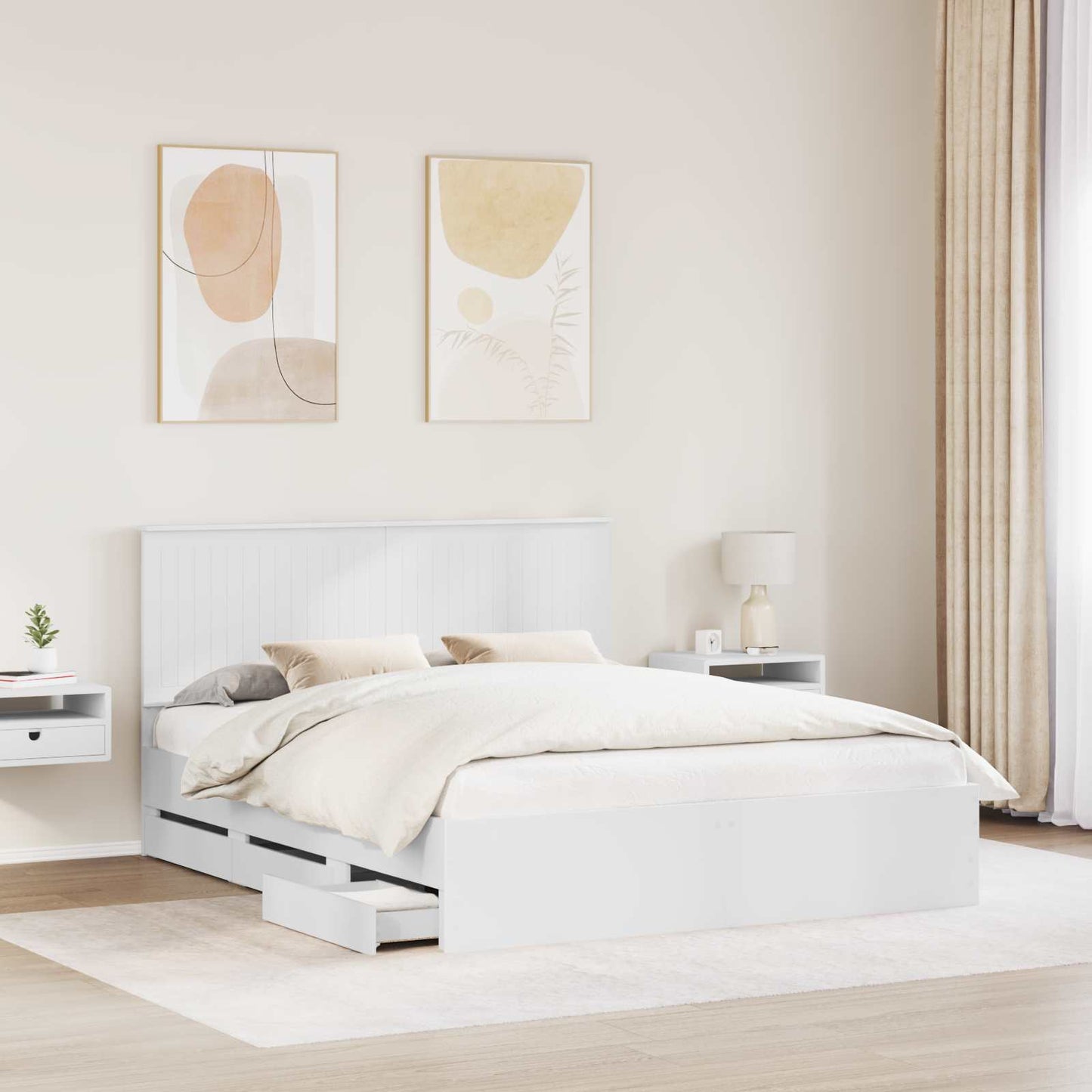 Bedframe met lade met opslag Wit 160 x 200 cm Ingenieurshout is nu te koop bij PeponiXL, paradijselijk wonen!