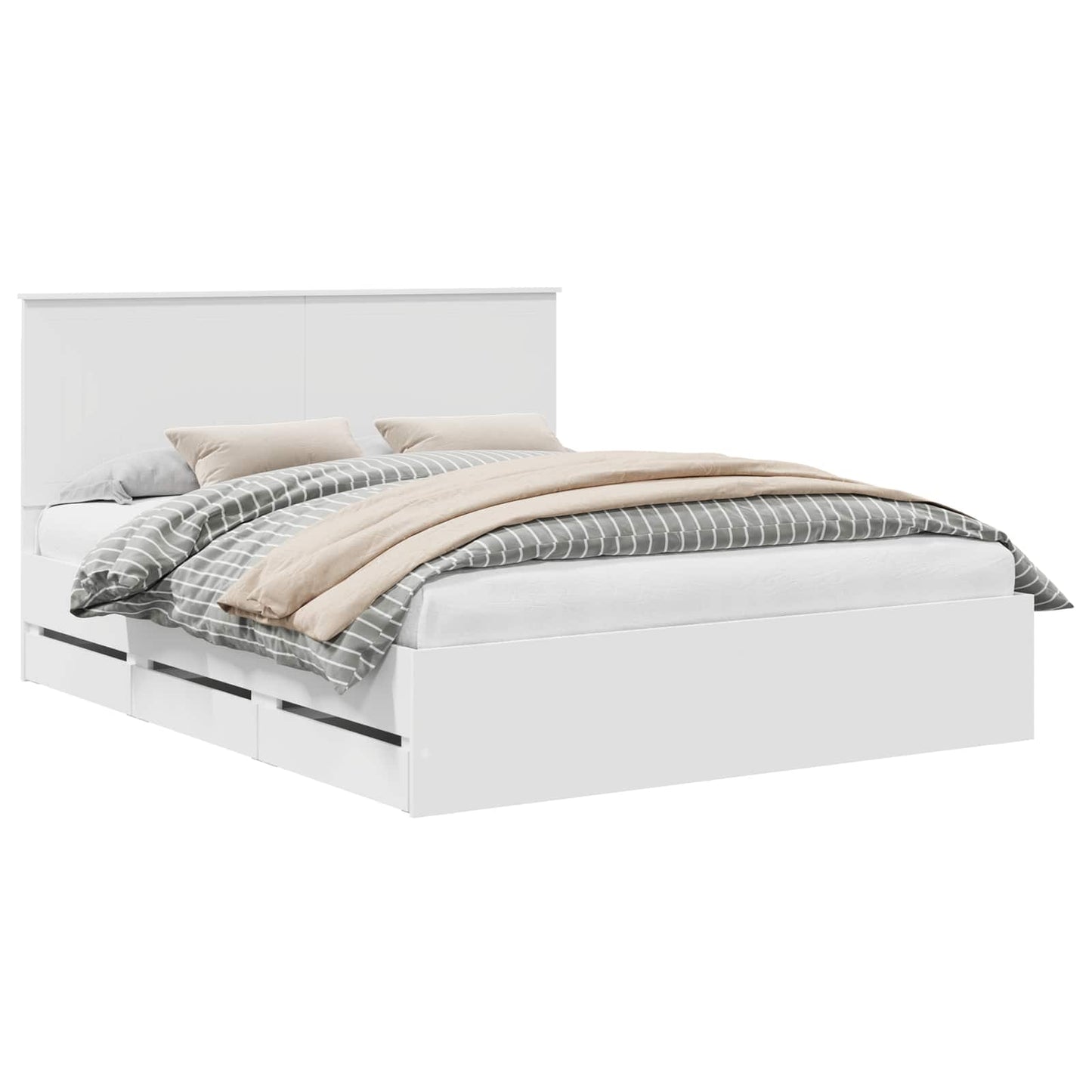 Bedframe met lade met opslag Wit 160 x 200 cm Ingenieurshout is nu te koop bij PeponiXL, paradijselijk wonen!