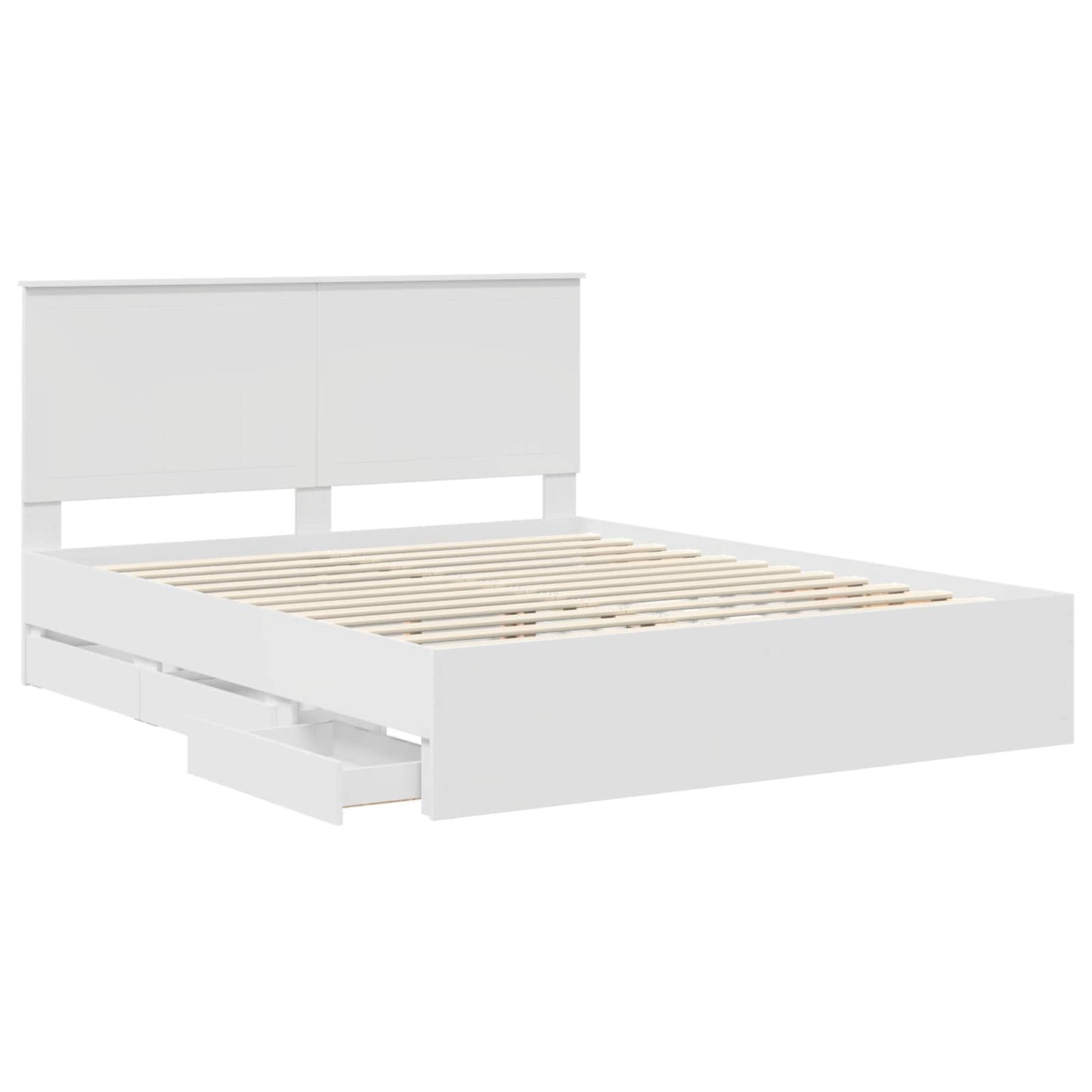 Bedframe met lade met opslag Wit 160 x 200 cm Ingenieurshout is nu te koop bij PeponiXL, paradijselijk wonen!