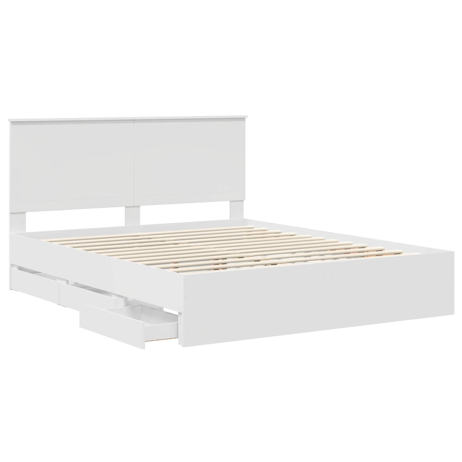 Bedframe met lade met opslag Wit 160 x 200 cm Ingenieurshout is nu te koop bij PeponiXL, paradijselijk wonen!