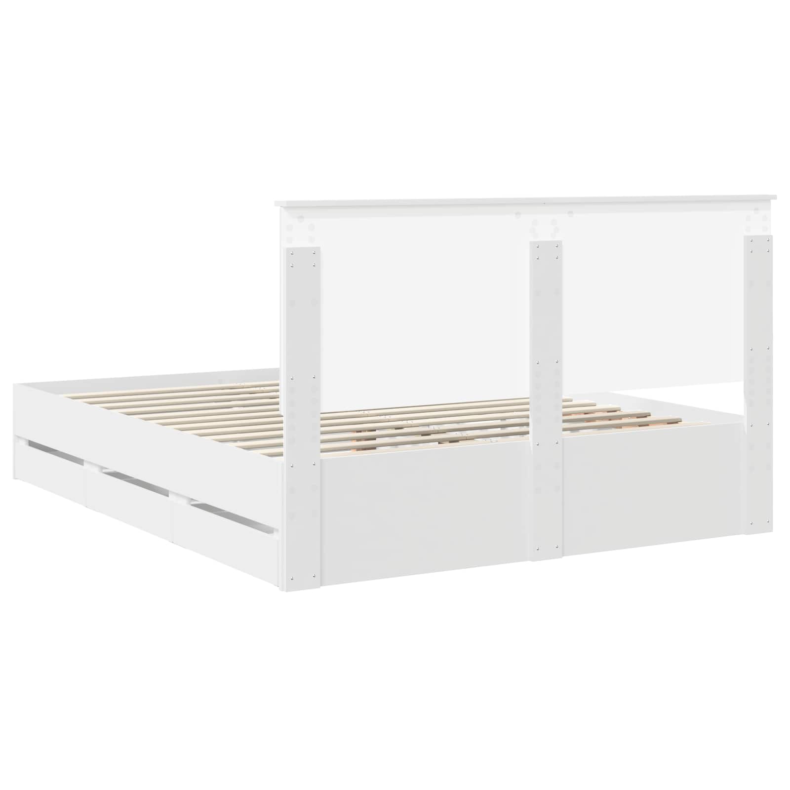 Bedframe met lade met opslag Wit 160 x 200 cm Ingenieurshout is nu te koop bij PeponiXL, paradijselijk wonen!