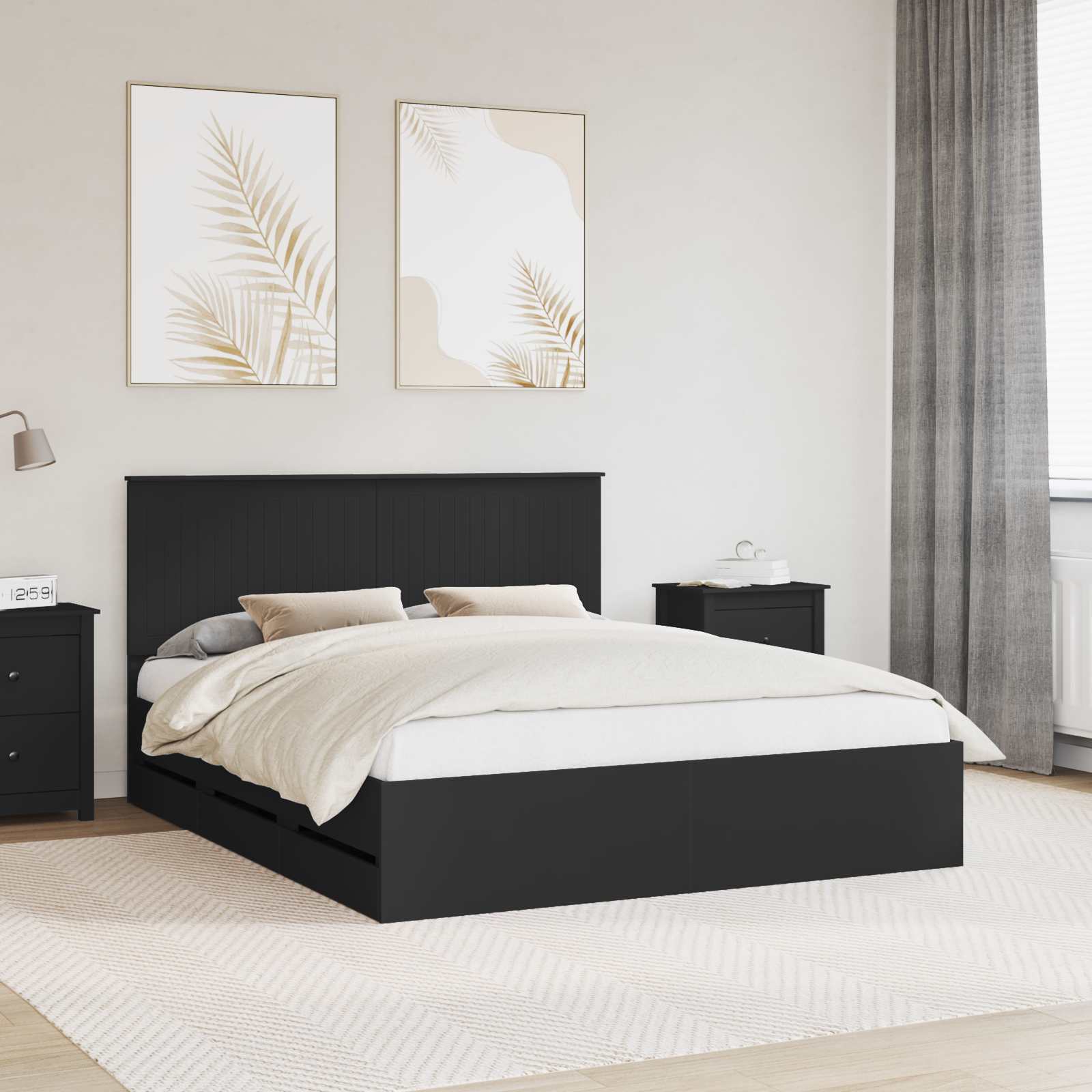 Bedframe met lade met opslag Zwart 160 x 200 cm Ingenieurshout is nu te koop bij PeponiXL, paradijselijk wonen!