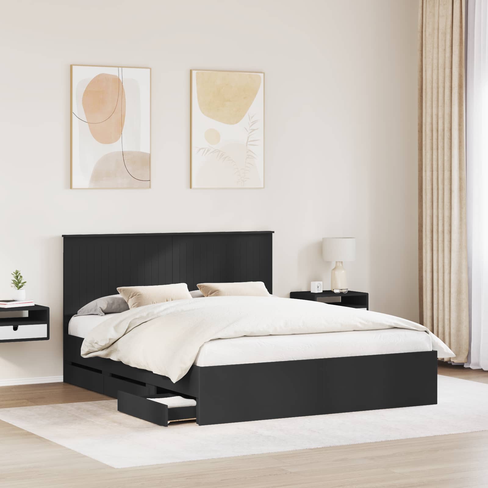 Bedframe met lade met opslag Zwart 160 x 200 cm Ingenieurshout is nu te koop bij PeponiXL, paradijselijk wonen!