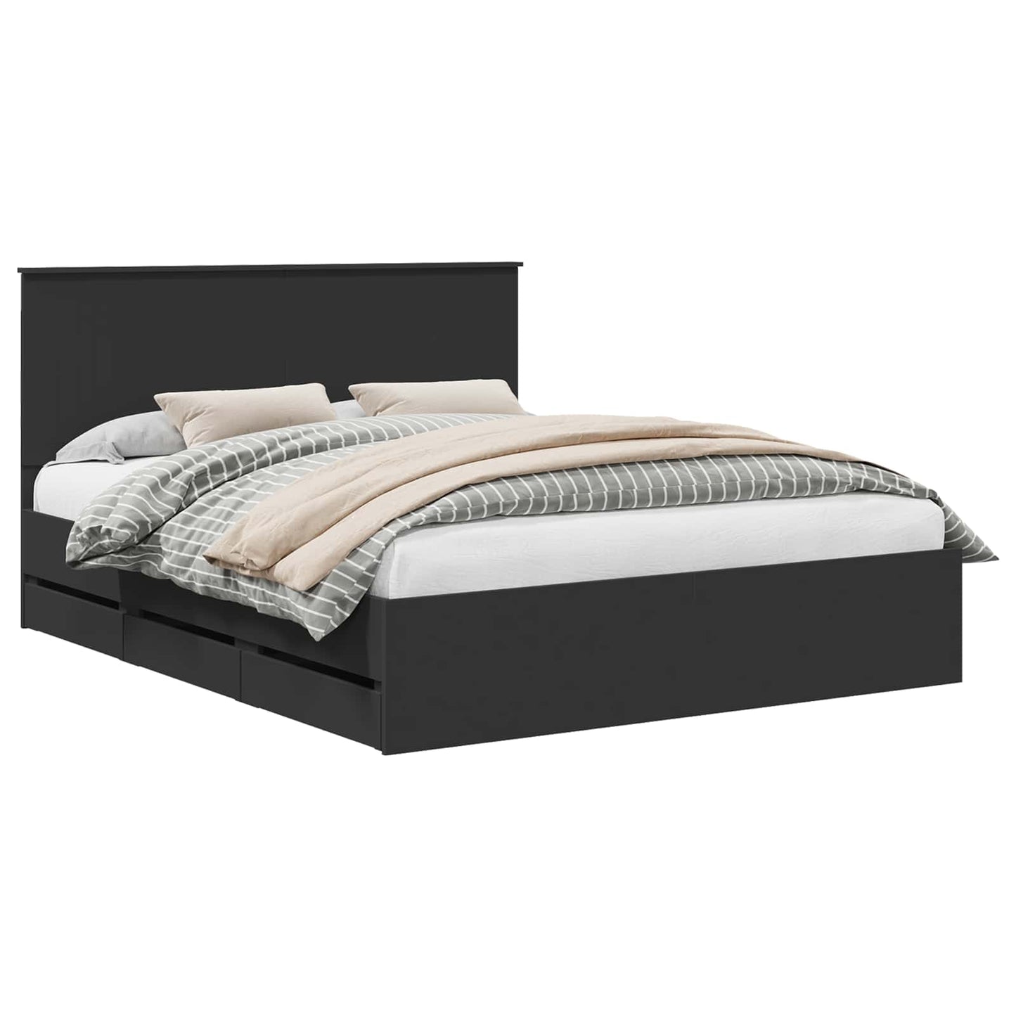 Bedframe met lade met opslag Zwart 160 x 200 cm Ingenieurshout is nu te koop bij PeponiXL, paradijselijk wonen!