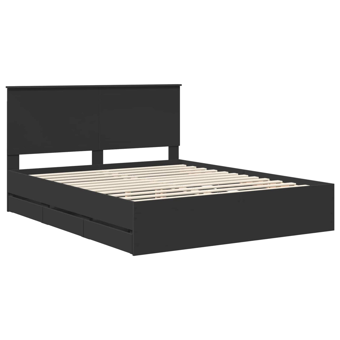 Bedframe met lade met opslag Zwart 160 x 200 cm Ingenieurshout is nu te koop bij PeponiXL, paradijselijk wonen!