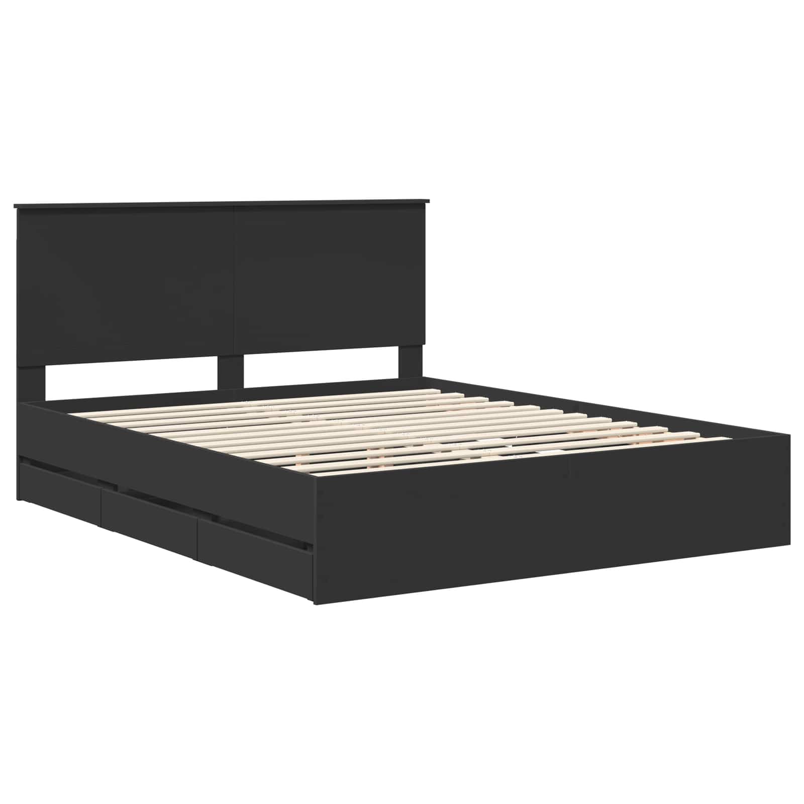 Bedframe met lade met opslag Zwart 160 x 200 cm Ingenieurshout is nu te koop bij PeponiXL, paradijselijk wonen!