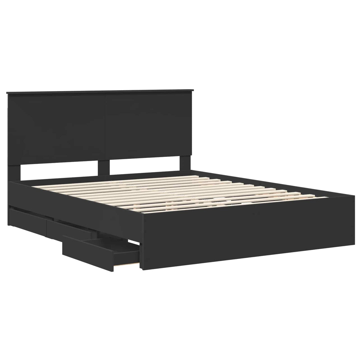 Bedframe met lade met opslag Zwart 160 x 200 cm Ingenieurshout is nu te koop bij PeponiXL, paradijselijk wonen!